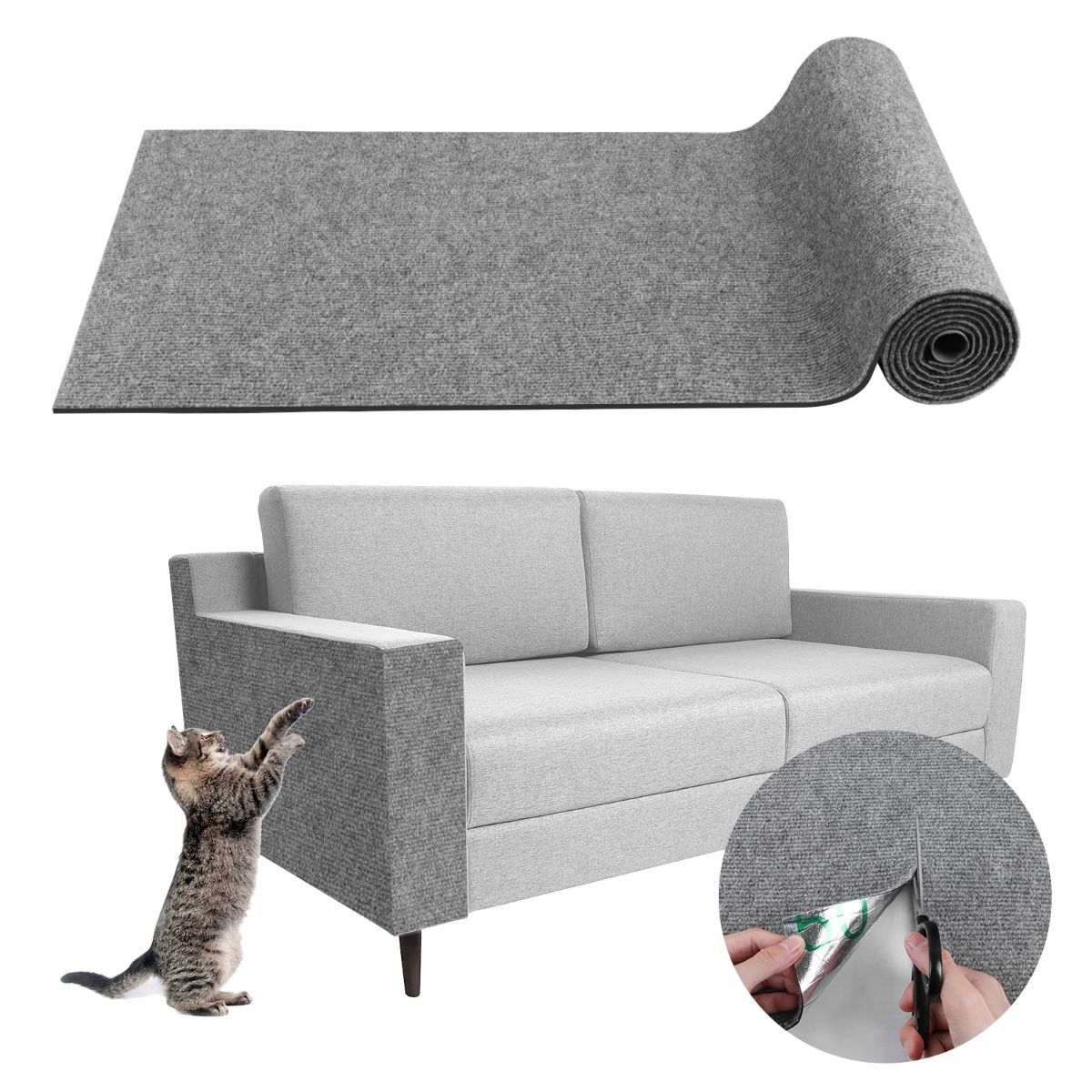 Cat Scratching Pad DIY Cat Accessory Cat Furniture Protection Cat Climbing - Gray - Size 15.8''x39.3'' - Image 1