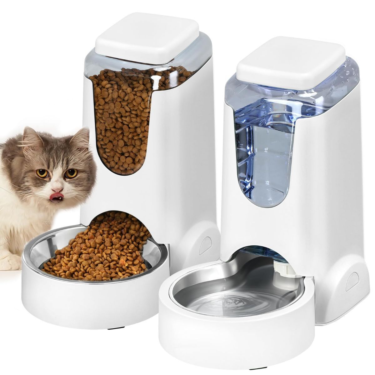Cat Feeder Automatic Cat Feeder Cat Water Dispenser Cat Feeding Set Pet Care - Image 1