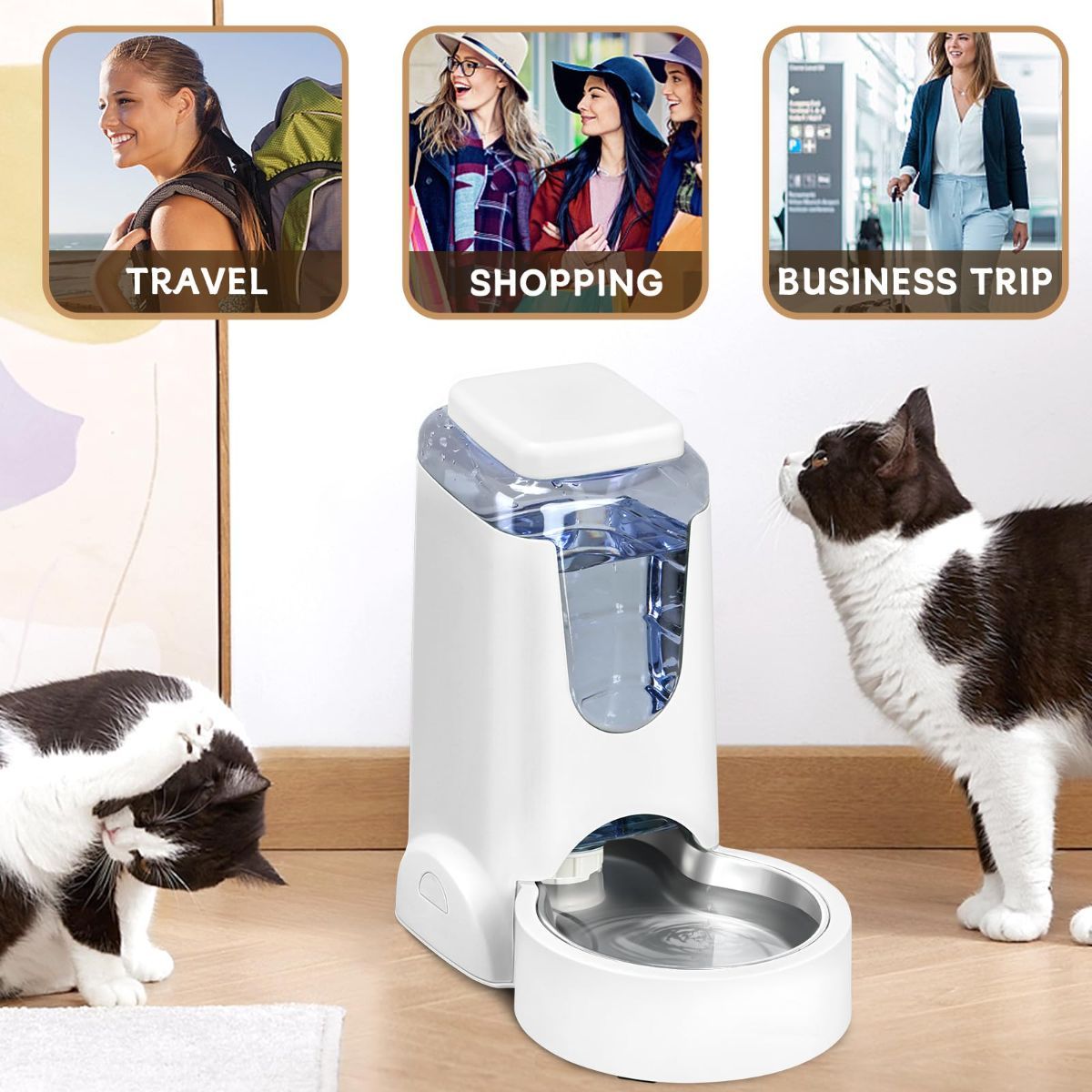 Cat Feeder Automatic Cat Feeder Cat Water Dispenser Cat Feeding Set Pet Care - Image 5
