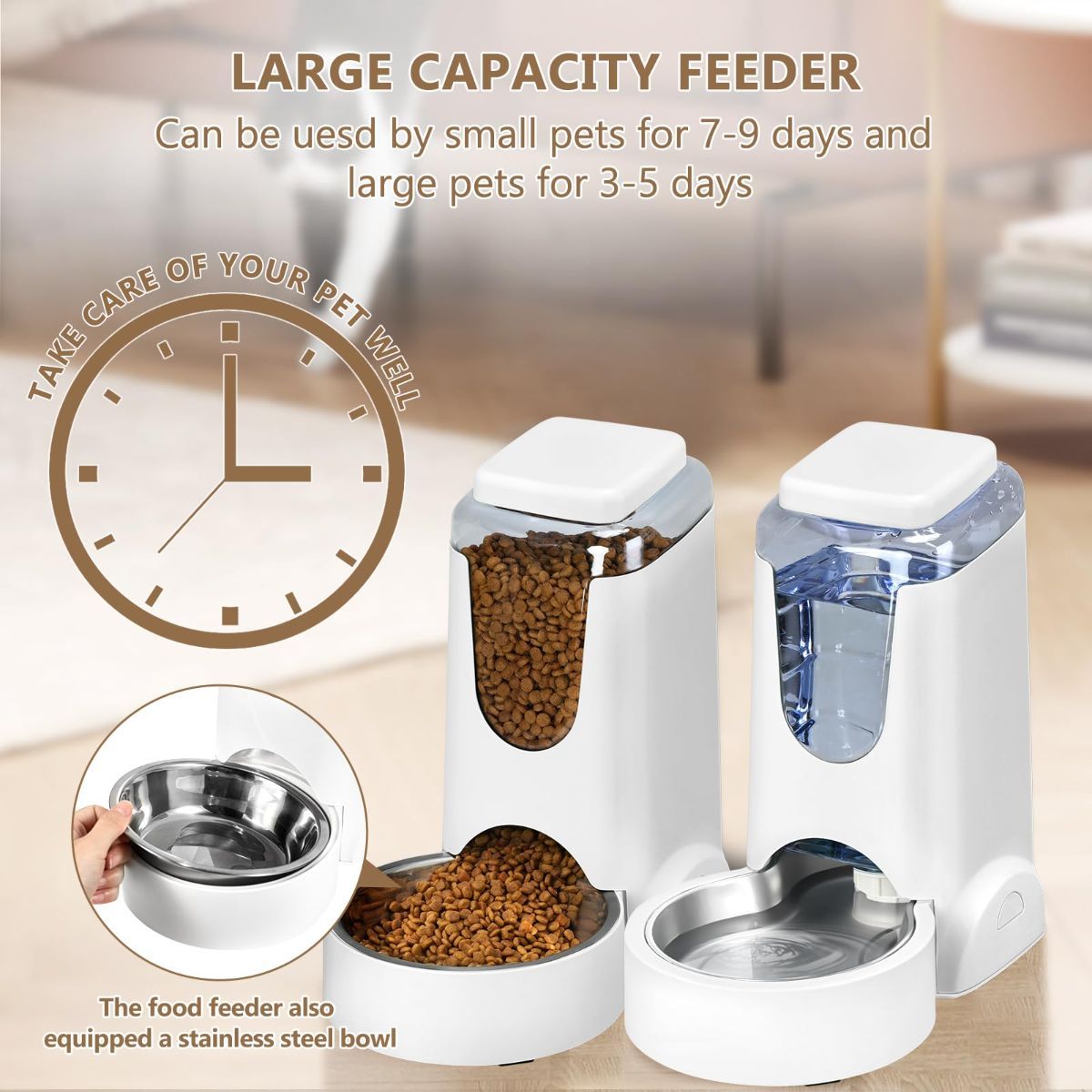 Cat Feeder Automatic Cat Feeder Cat Water Dispenser Cat Feeding Set Pet Care - Image 6