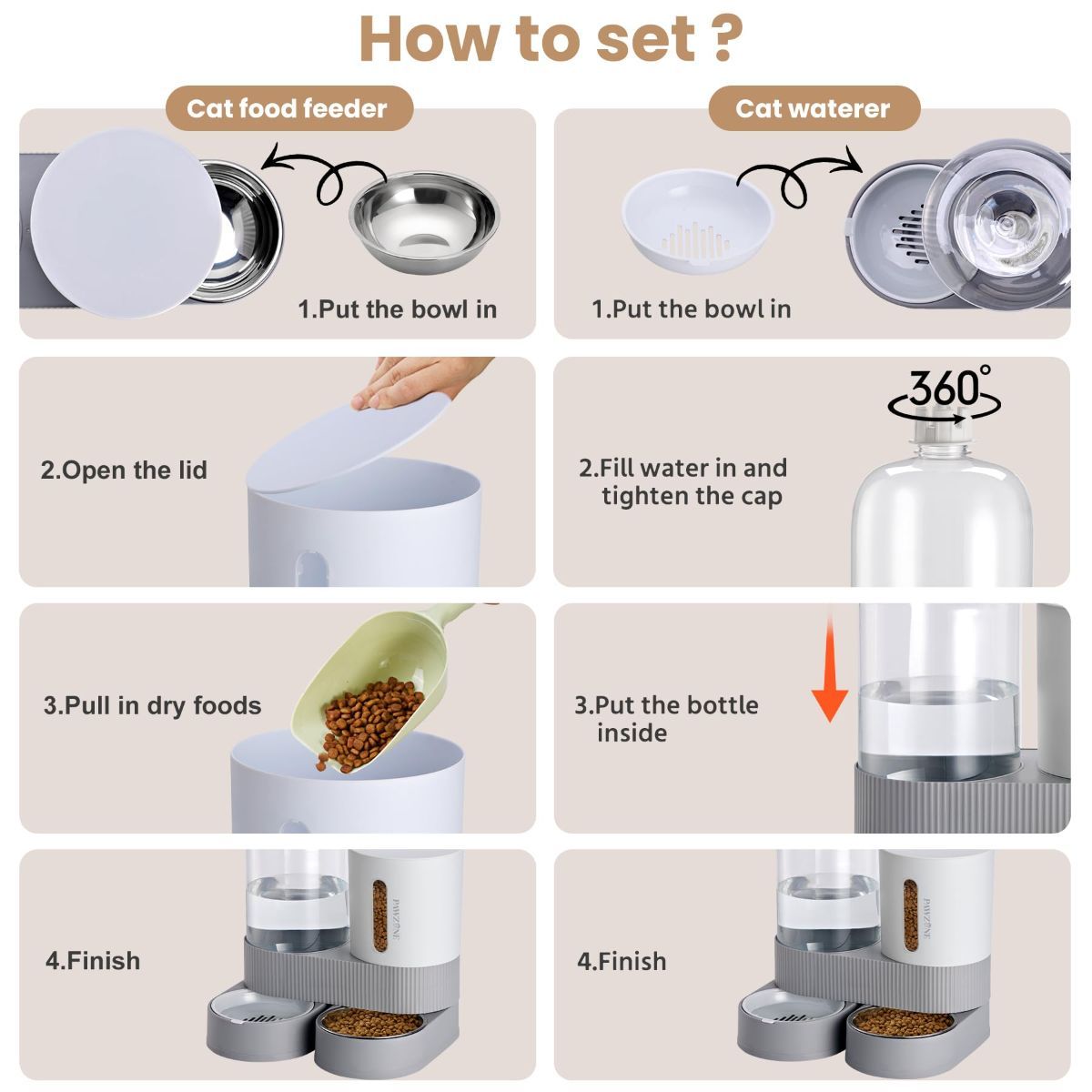 Cat Automatic Feeder Cat Water Dispenser Pet Feeding Set Cat Food Dispenser - Image 3