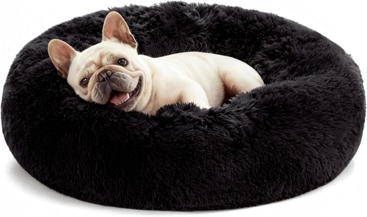 Pet Bed Anti-Anxiety Pet Bed Donut Pet Bed Small Dog Bed Medium Dog Bed Cat Bed - Black / 24in - Image 1