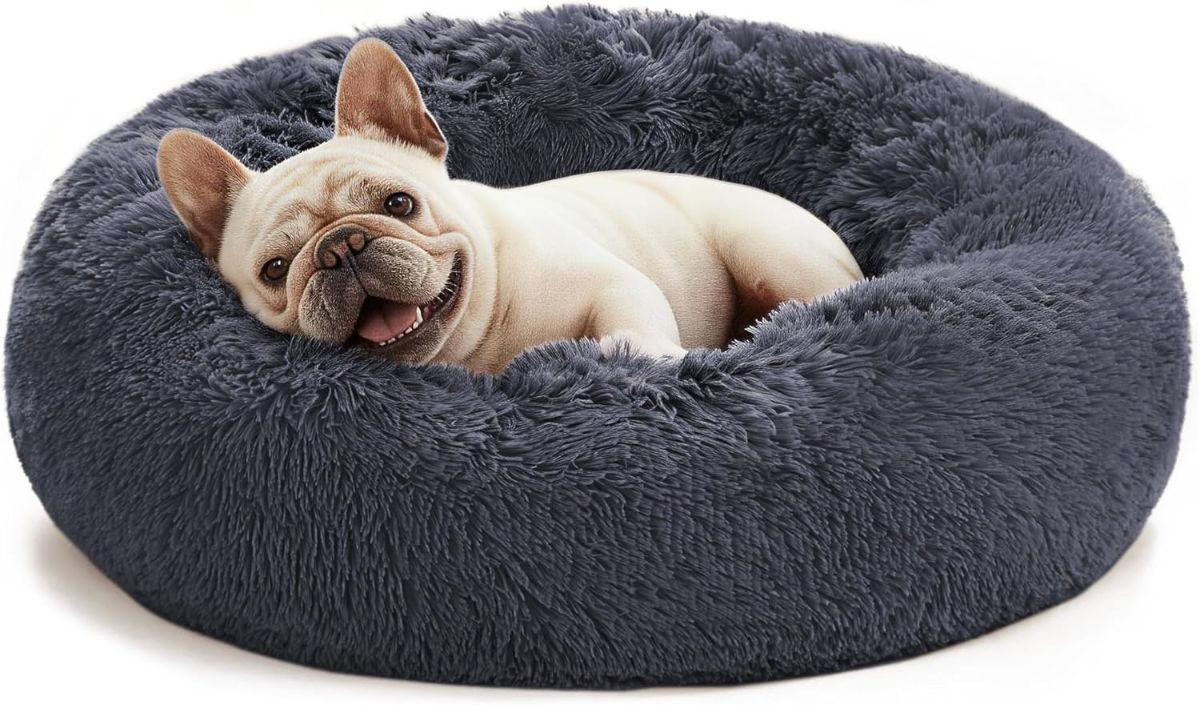 Pet Bed Anti-Anxiety Pet Bed Donut Pet Bed Small Dog Bed Medium Dog Bed Cat Bed - Navy / 20in - Image 1
