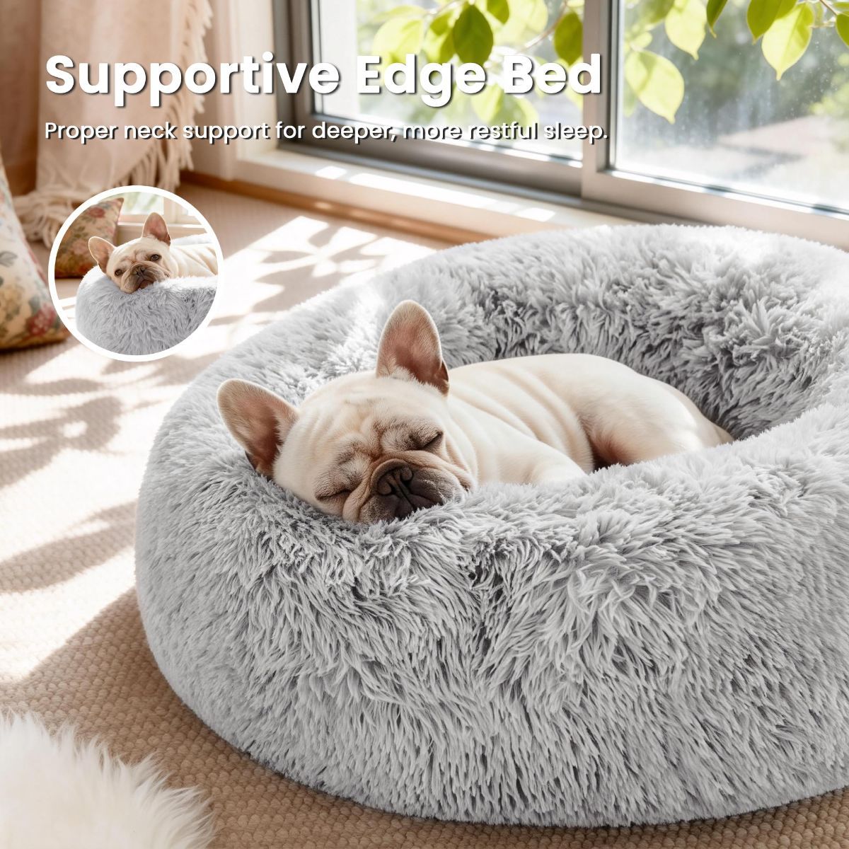 Pet Bed Anti-Anxiety Pet Bed Donut Pet Bed Small Dog Bed Medium Dog Bed Cat Bed - Navy / 20in - Image 8