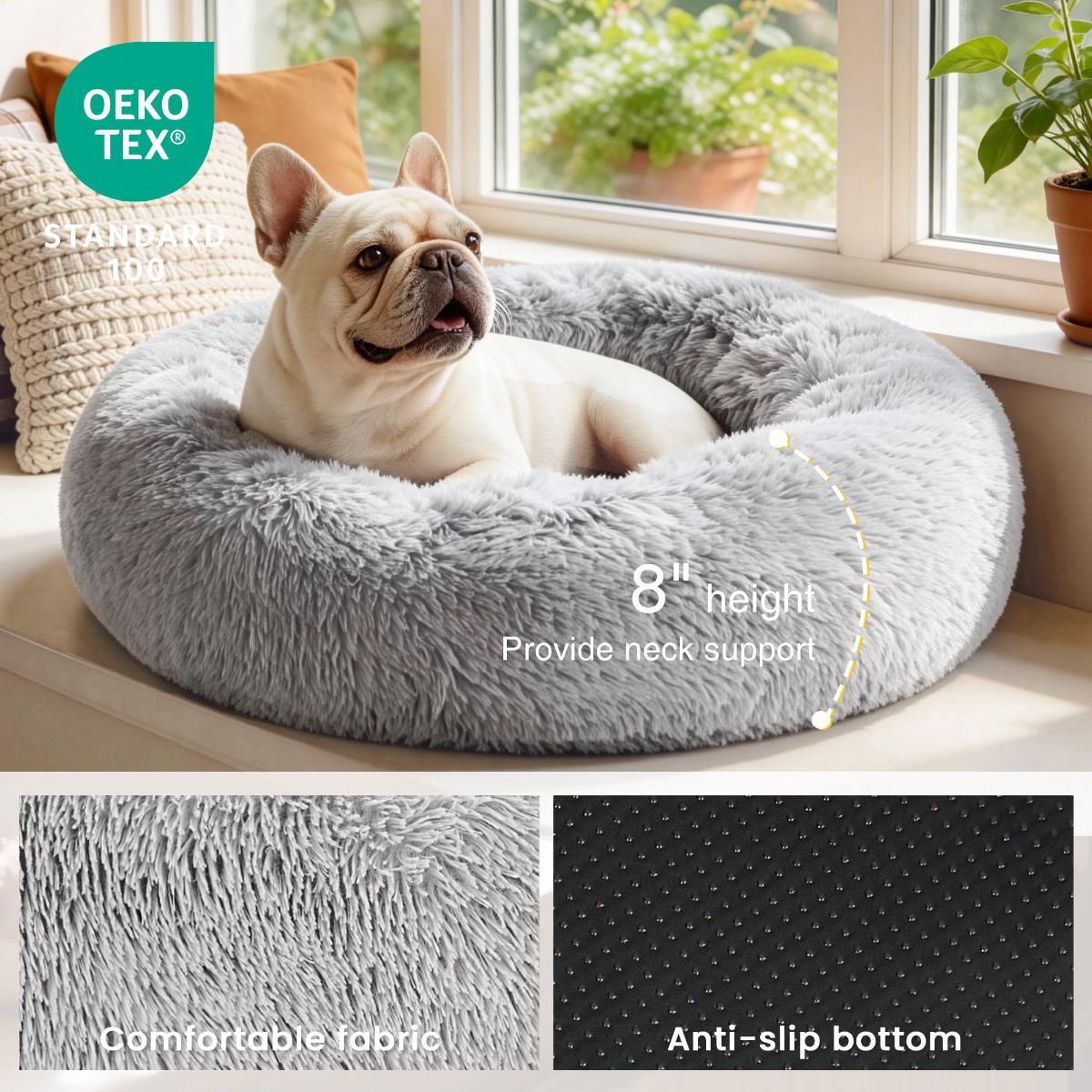 Pet Bed Anti-Anxiety Pet Bed Donut Pet Bed Small Dog Bed Medium Dog Bed Cat Bed - Navy / 24in - Image 6