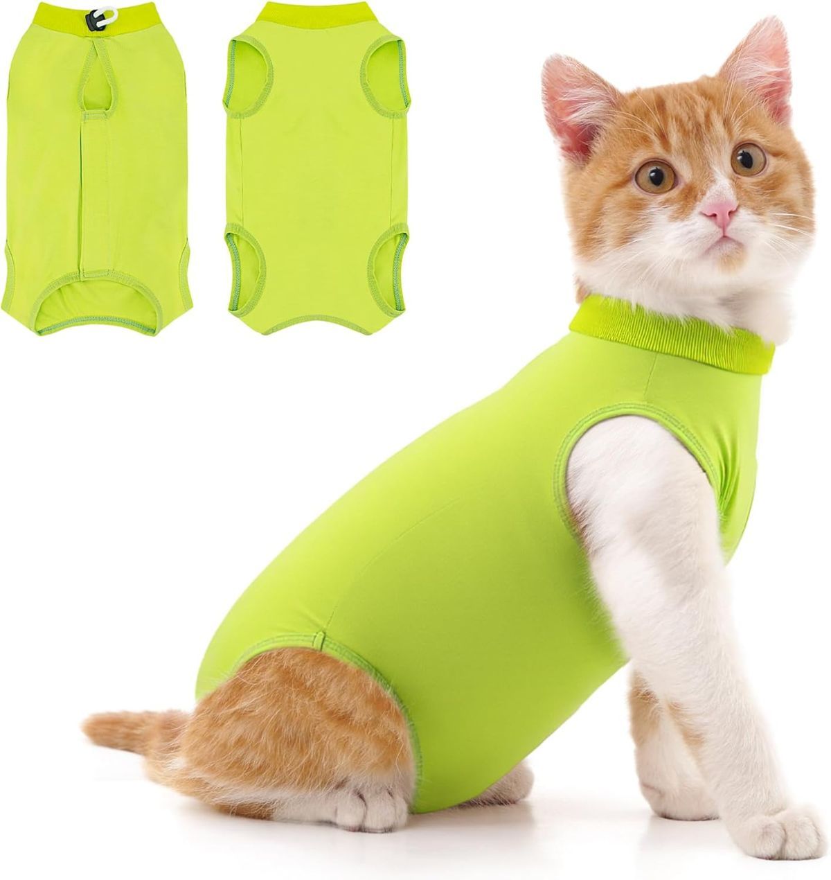 Cat Recovery Jumpsuit Abdominal Wound Protection Post-Surgery Cat Clothing - Yellow - Size S(Above 16 oz) - Image 1