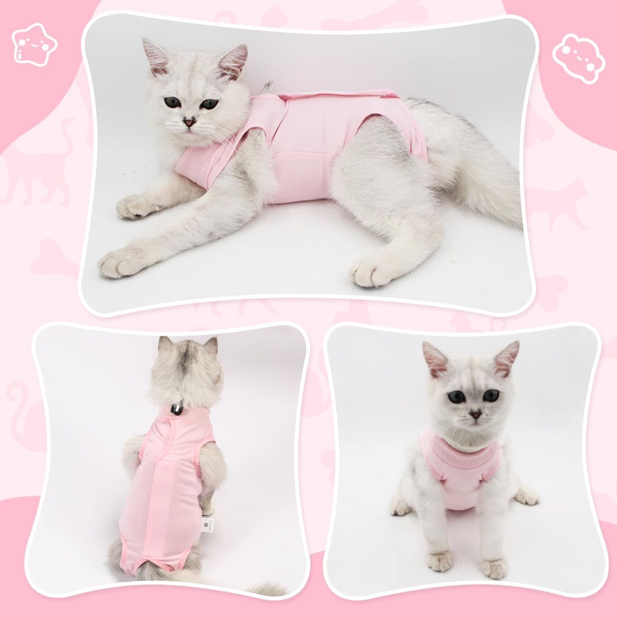 Cat Recovery Jumpsuit Abdominal Wound Protection Post-Surgery Cat Clothing - Yellow - Size S(Above 16 oz) - Image 2