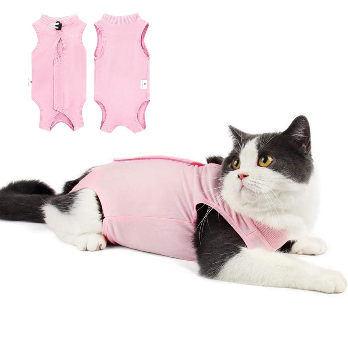 Cat Recovery Jumpsuit Abdominal Wound Protection Post-Surgery Cat Clothing - Yellow - Size S(Above 16 oz) - Image 3