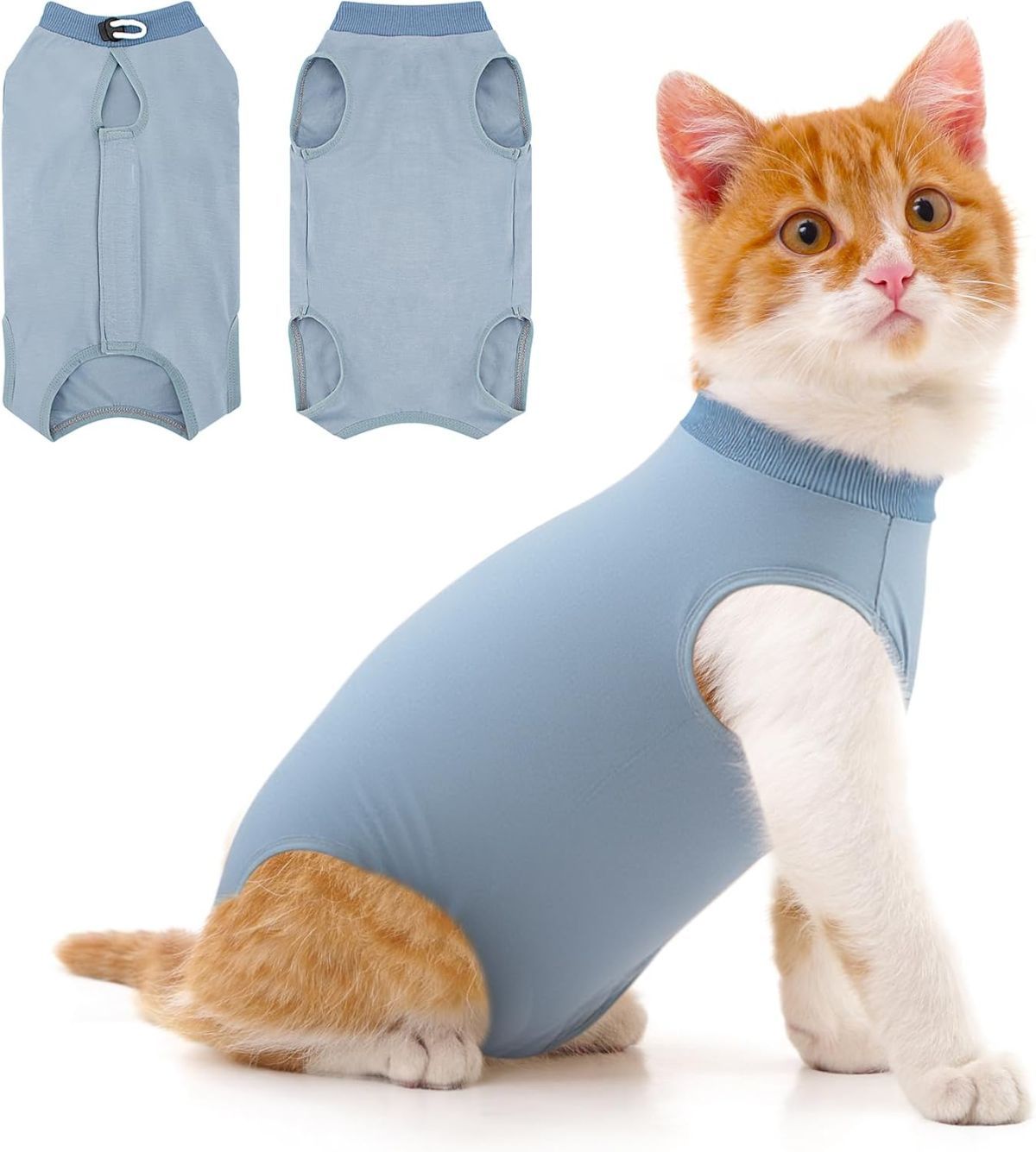 Cat Recovery Jumpsuit Abdominal Wound Protection Post-Surgery Cat Clothing - Blue - Size M(Above 3.5 lbs) - Image 1