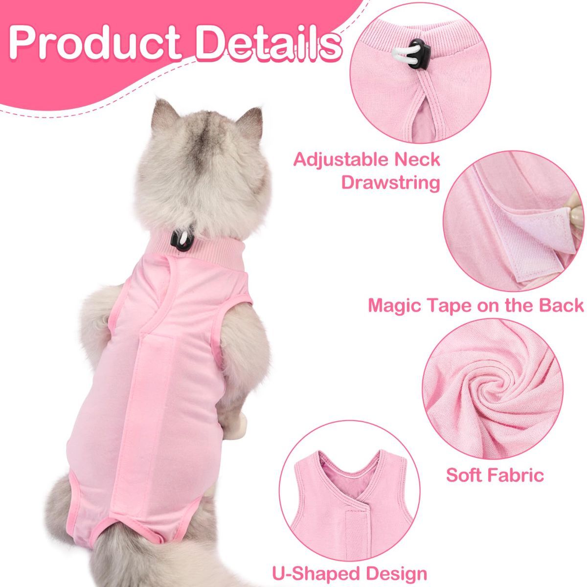 Cat Recovery Jumpsuit Abdominal Wound Protection Post-Surgery Cat Clothing - Blue - Size M(Above 3.5 lbs) - Image 5