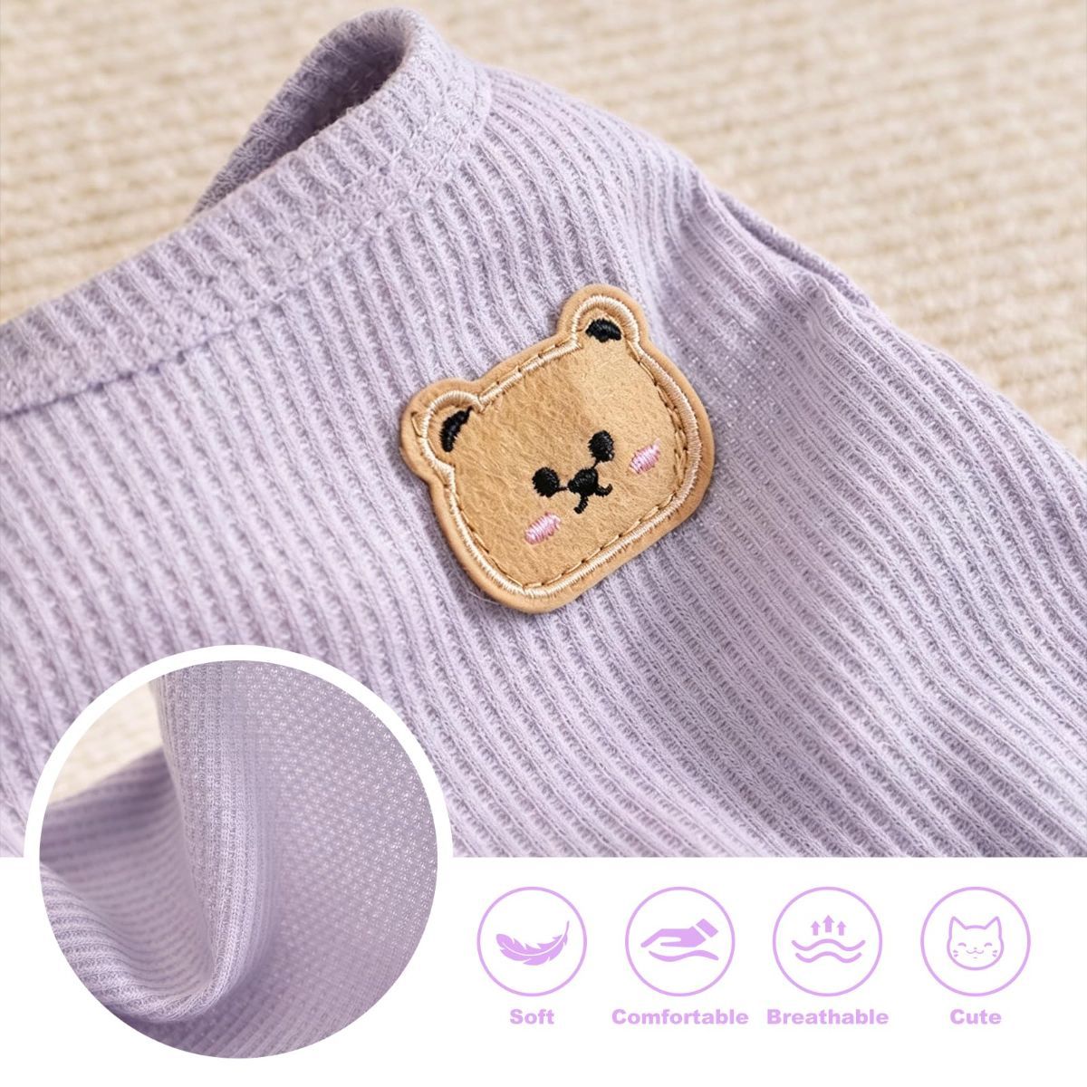 3PCS Waffle Knit Pet Shirt Sphynx Cat Clothing Small Dog T-Shirt Pet Fashion - Green&Pink&Yellow / M(4.1-7.5lb) - Image 8