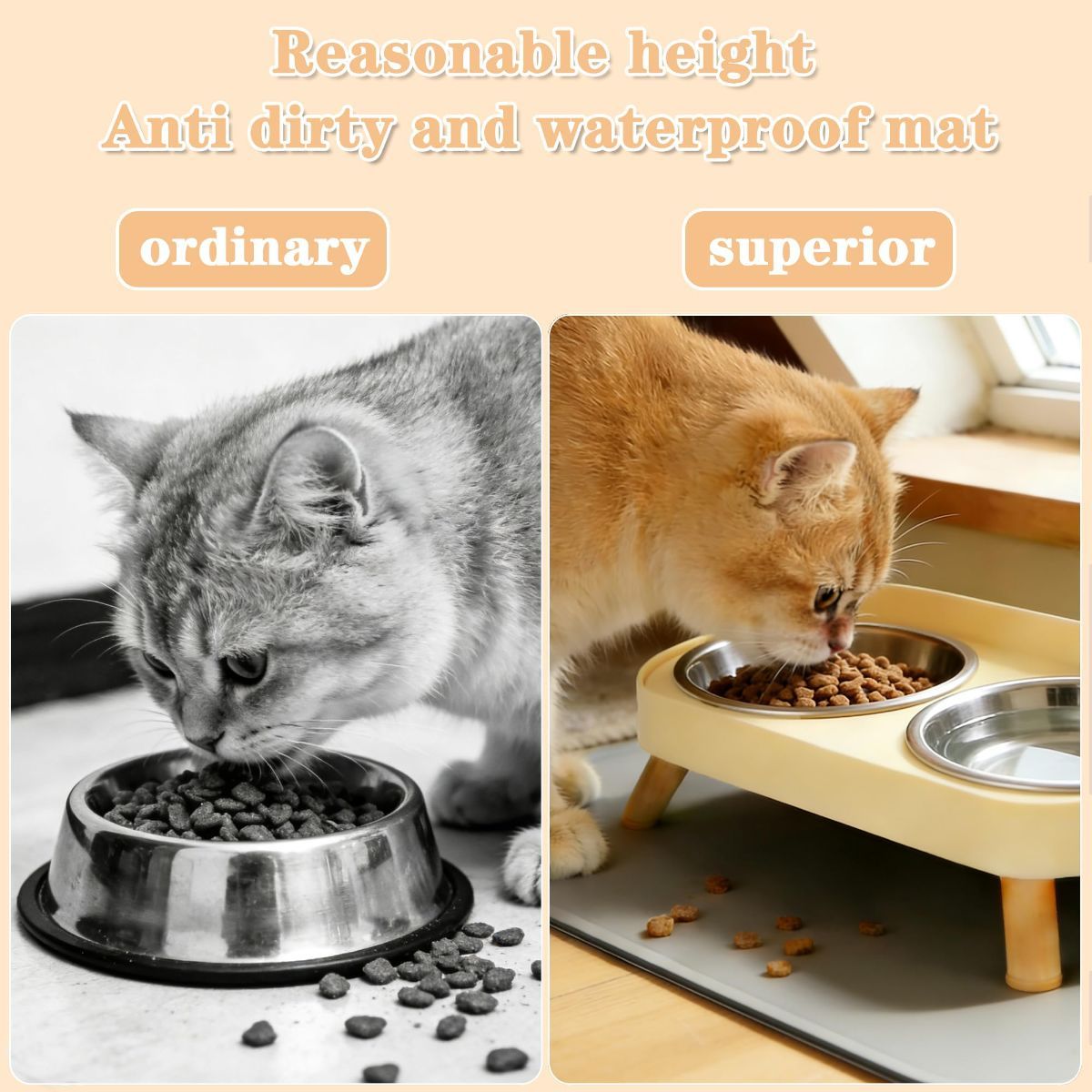 Cat Feeder Elevated Cat Feeder Dual-Bowl Cat Feeder Cat Food Bowl Cat Water - Image 4