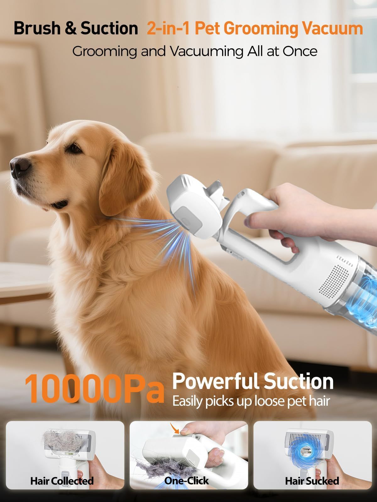 Pet Grooming Vacuum Dog Grooming Vacuum Cat Hair Removal Tool Slicker Brush Set - Image 5