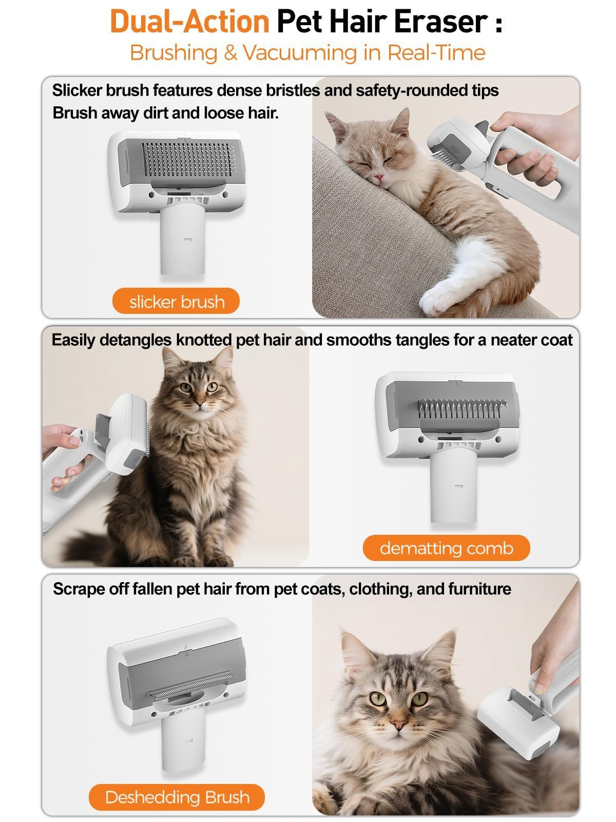 Pet Grooming Vacuum Dog Grooming Vacuum Cat Hair Removal Tool Slicker Brush Set - Image 6