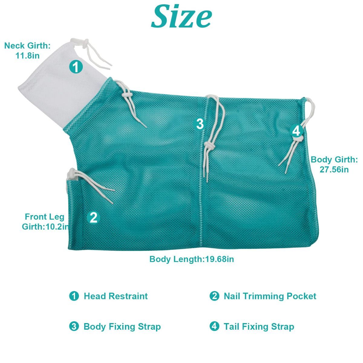 Cat Bath Bag Breathable Cat Shower Bag Anti-Scratch Cat Grooming Bag Adjustable - Blue - Size 19.6 - Image 4