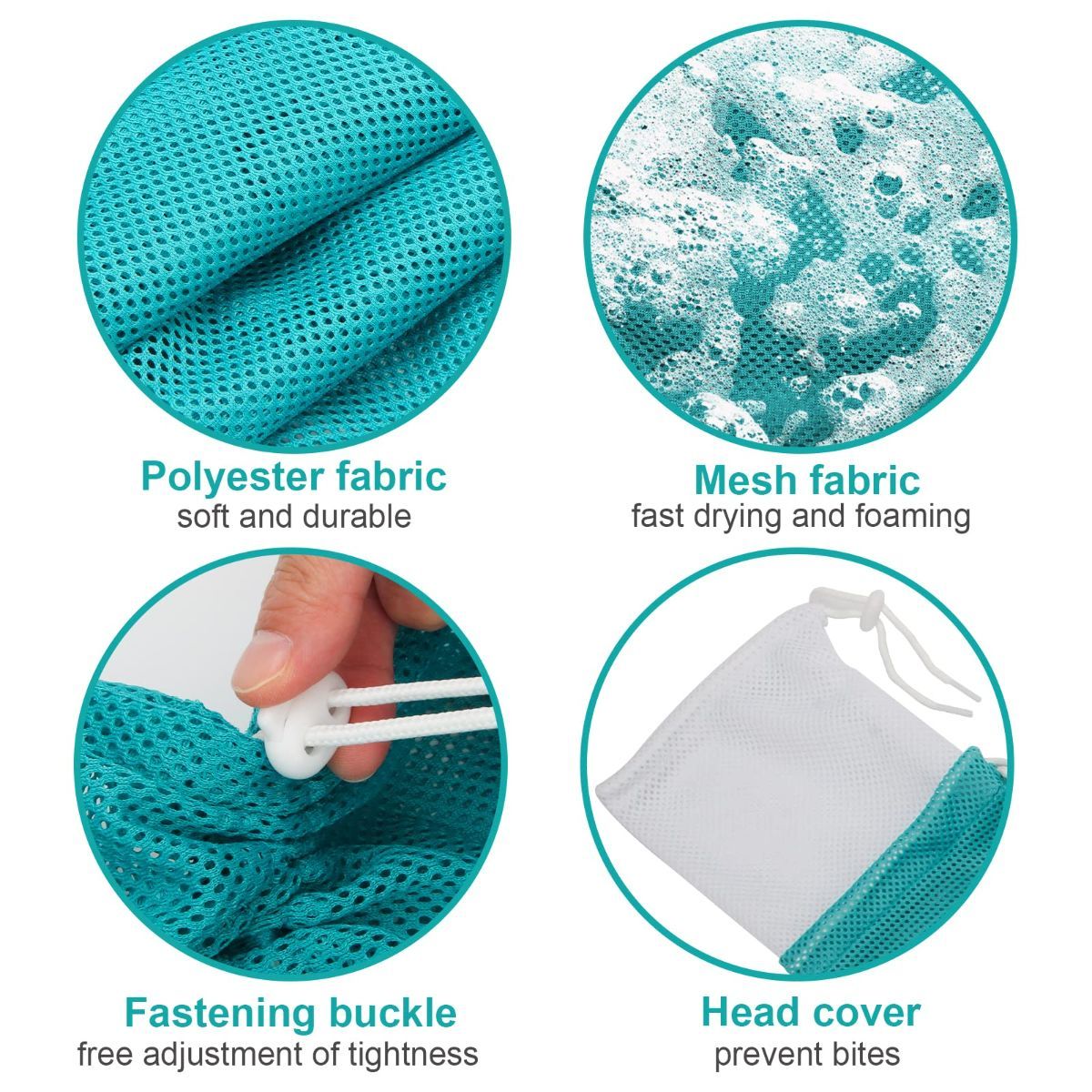 Cat Bath Bag Breathable Cat Shower Bag Anti-Scratch Cat Grooming Bag Adjustable - Turquoise - Size 19.6 - Image 5
