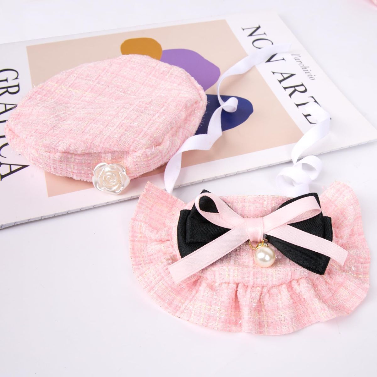 Cat Beret Cat Headscarf Pet Outfit Cat Accessories Halloween Pet Costume - Pink - Image 2