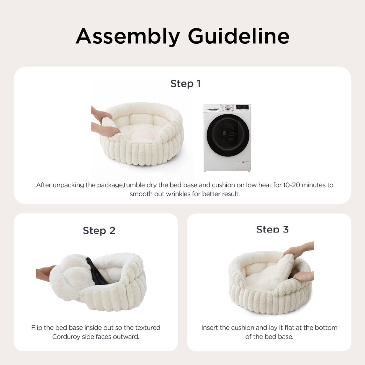 Cat Bed Fluffy Cat Bed Round Cat Bed Cat Furniture Cat Comfort Machine Washable - White - Size 20in - Image 2