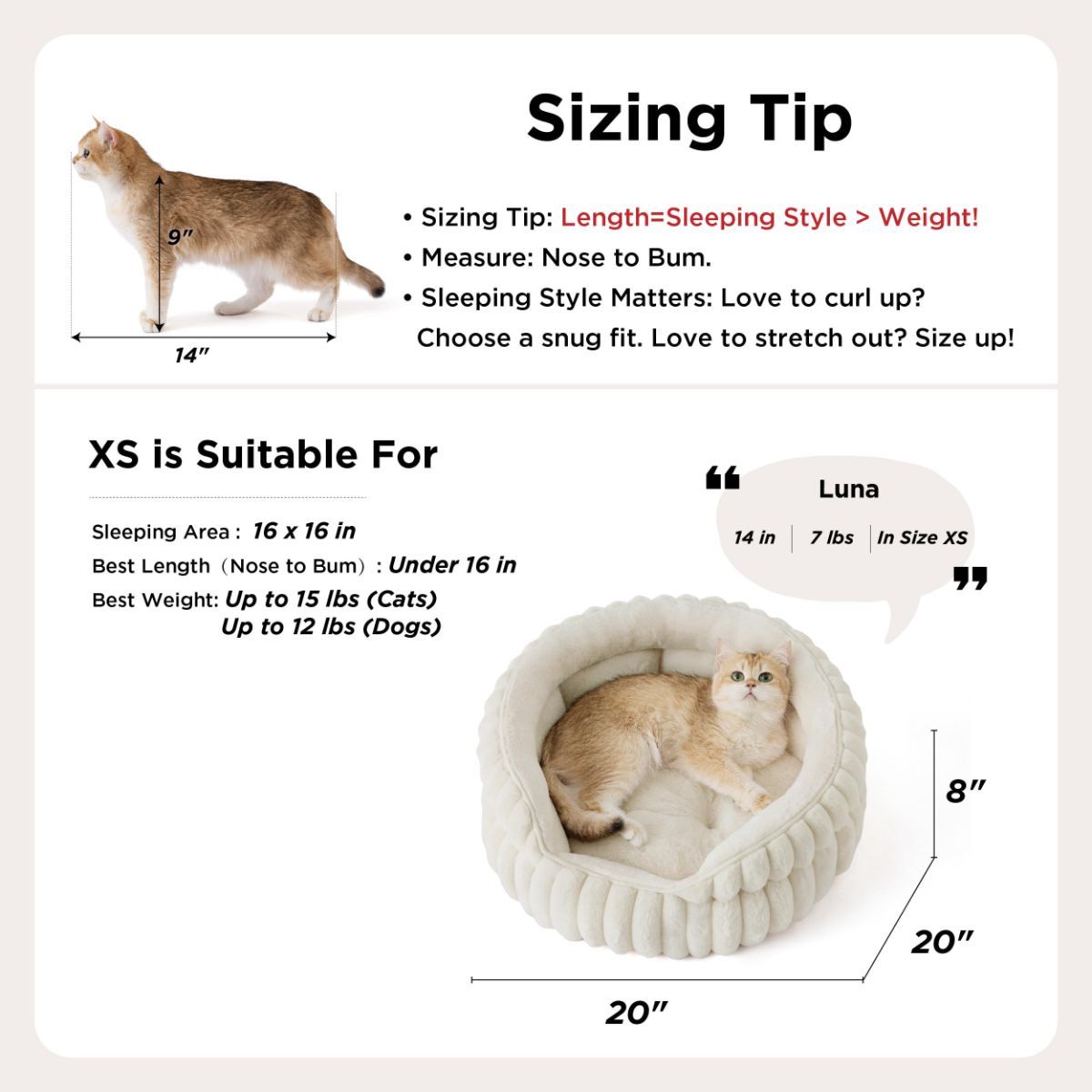 Cat Bed Fluffy Cat Bed Round Cat Bed Cat Furniture Cat Comfort Machine Washable - White - Size 20in - Image 5