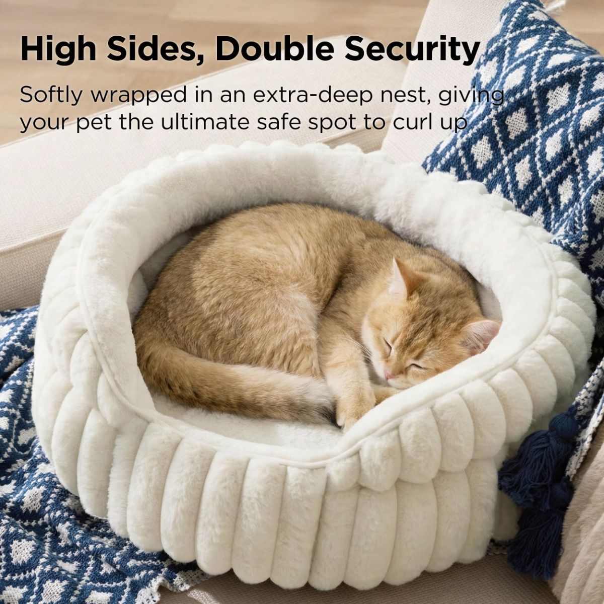 Cat Bed Fluffy Cat Bed Round Cat Bed Cat Furniture Cat Comfort Machine Washable - White - Size 23in - Image 7