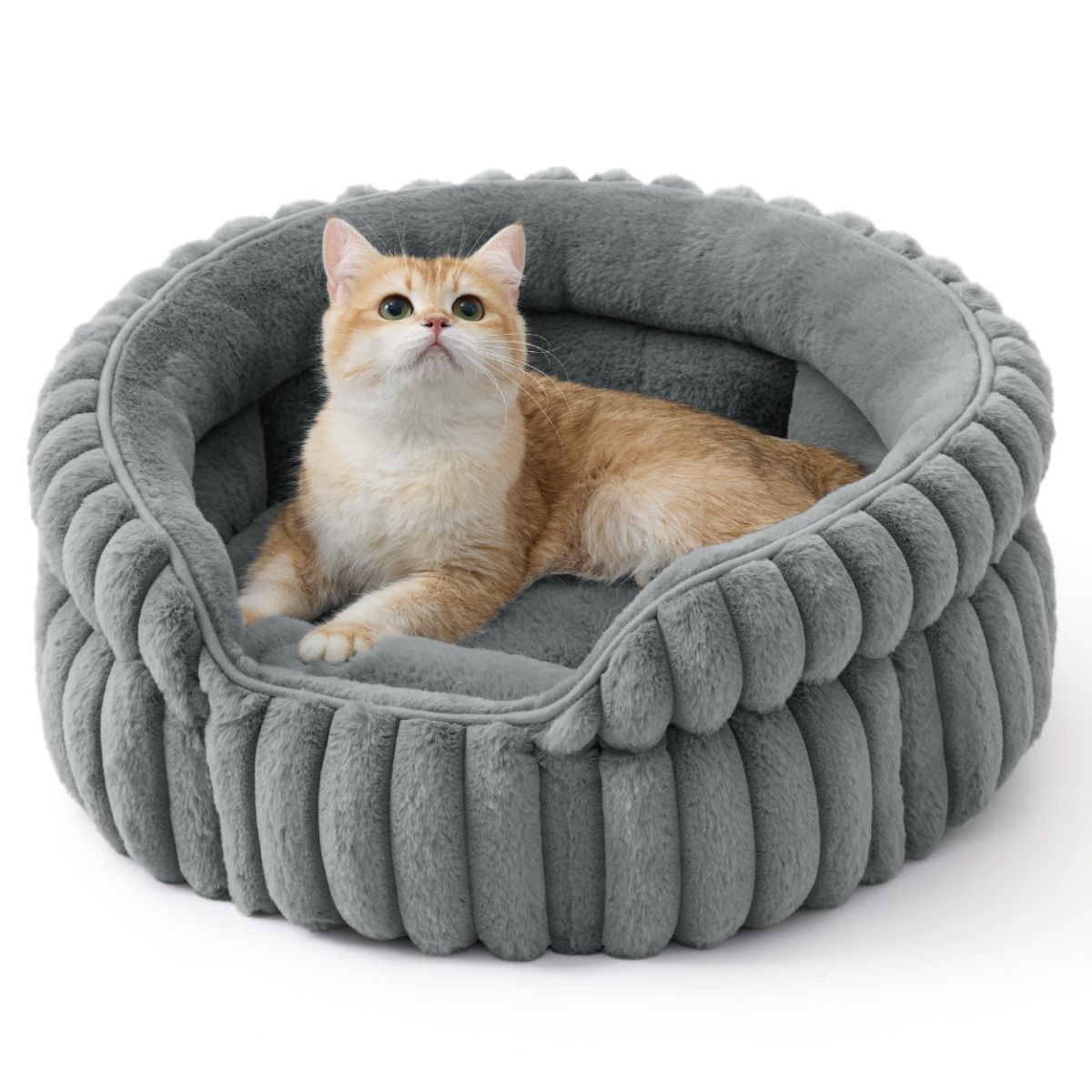Cat Bed Plush Cat Bed Round Cat Bed Cat Furniture Cat Comfort High-Quality Cat - Navy / 20in - Image 1