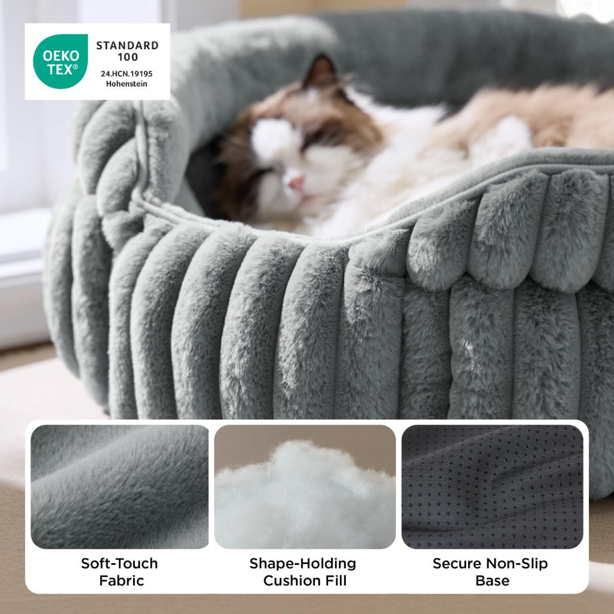 Cat Bed Plush Cat Bed Round Cat Bed Cat Furniture Cat Comfort High-Quality Cat - Navy / 23in - Image 8