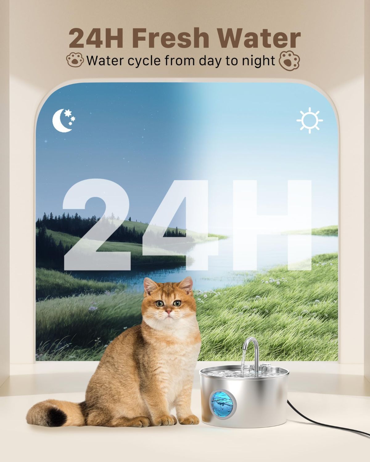 Cat Water Fountain Stainless Steel Cat Fountain Cat Hydration Cat Drinking - Image 3