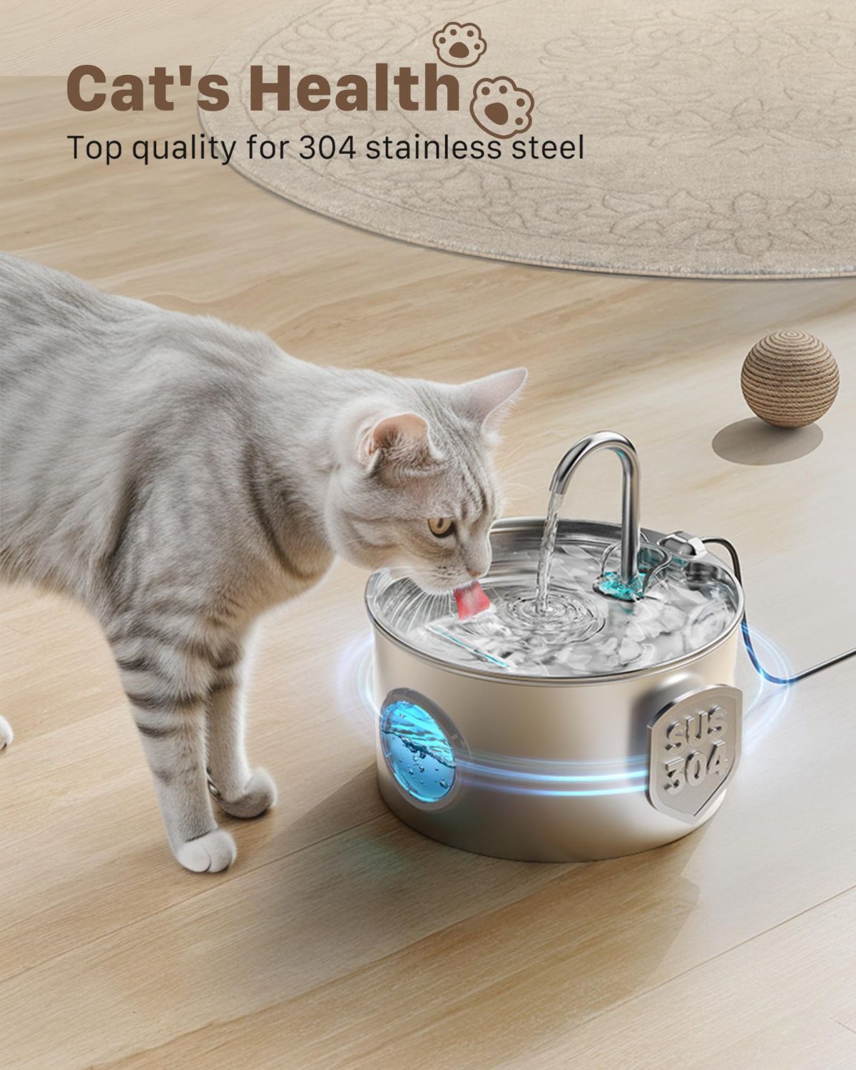 Cat Water Fountain Stainless Steel Cat Fountain Cat Hydration Cat Drinking - Image 7
