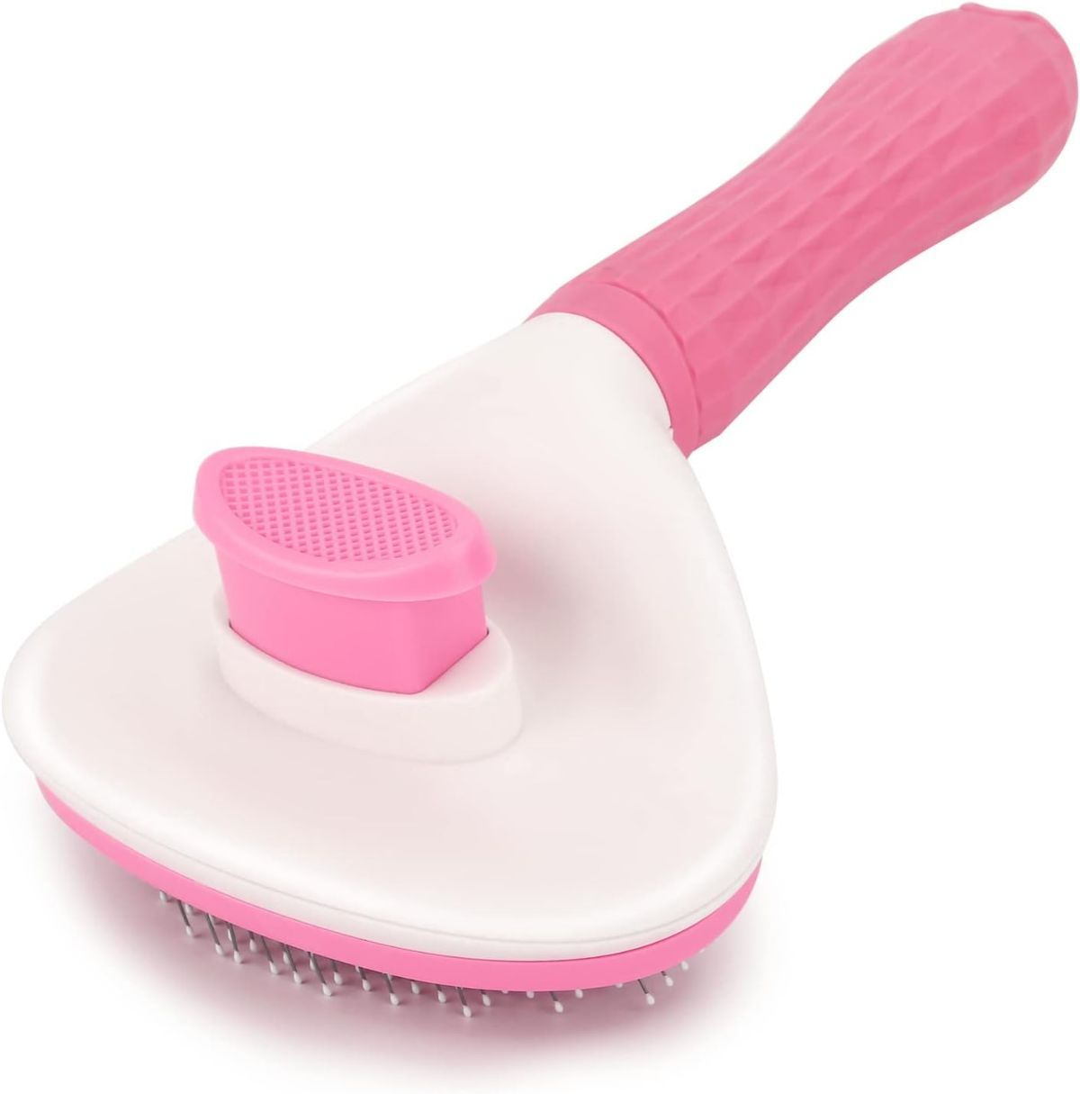 Self-Cleaning Pet Brush Pet Grooming Brush Remove Loose Undercoat Pet Massage - Pink - Size 7.7in - Image 1