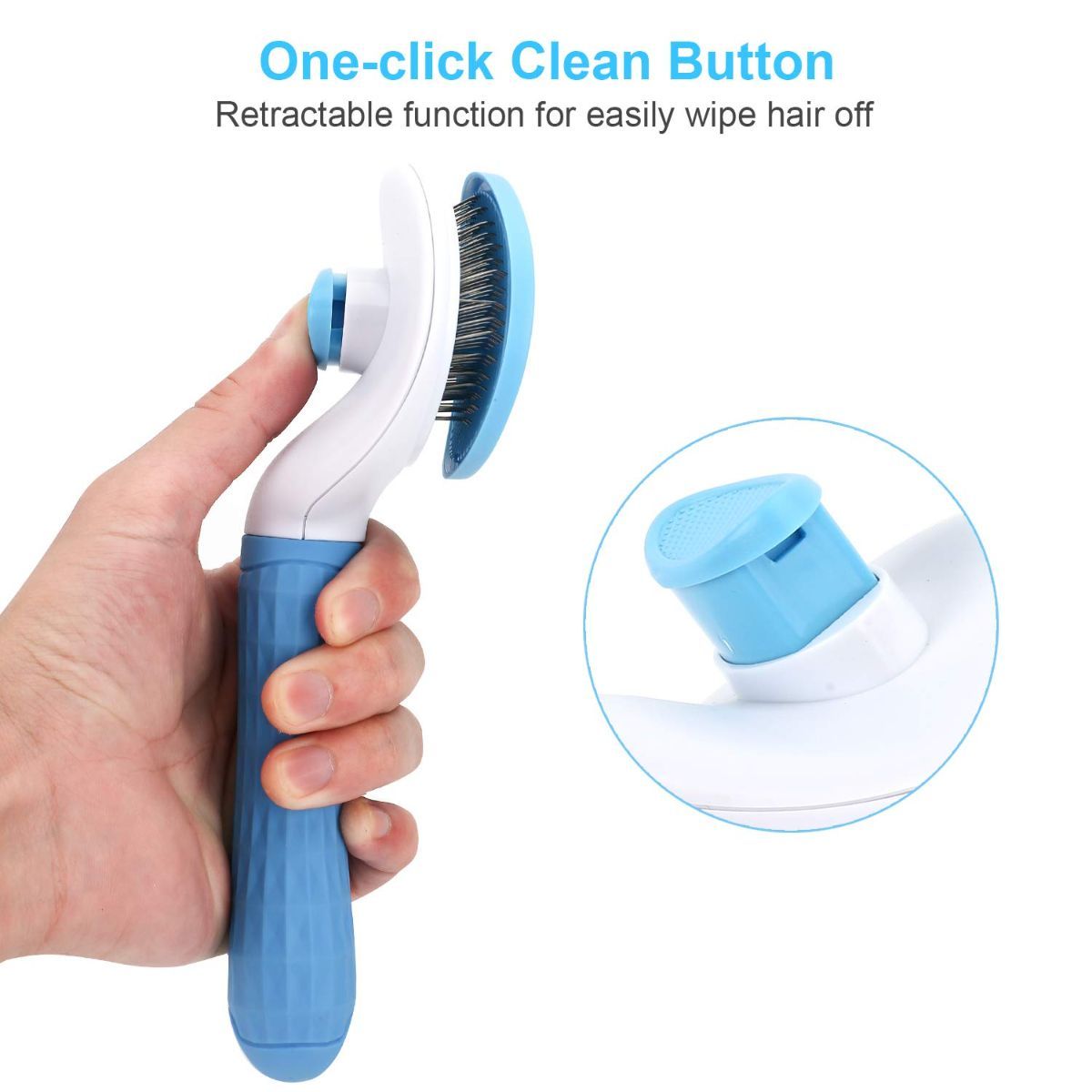 Self-Cleaning Pet Brush Pet Grooming Brush Remove Loose Undercoat Pet Massage - Pink - Size 7.7in - Image 2
