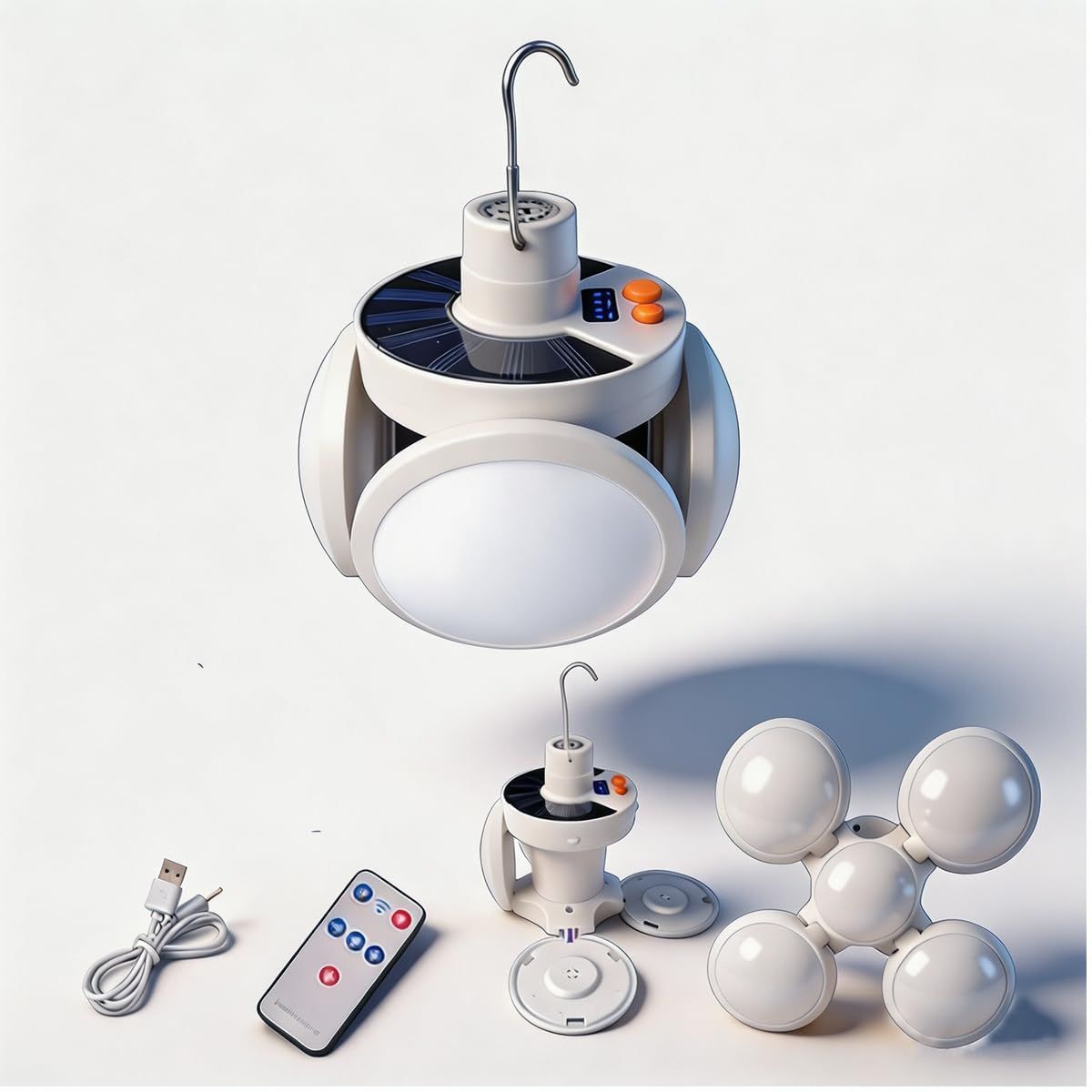 Solar Bulb Light LED Light Solar Panel Lithium Batteries 5 Working Modes USB - Image 1
