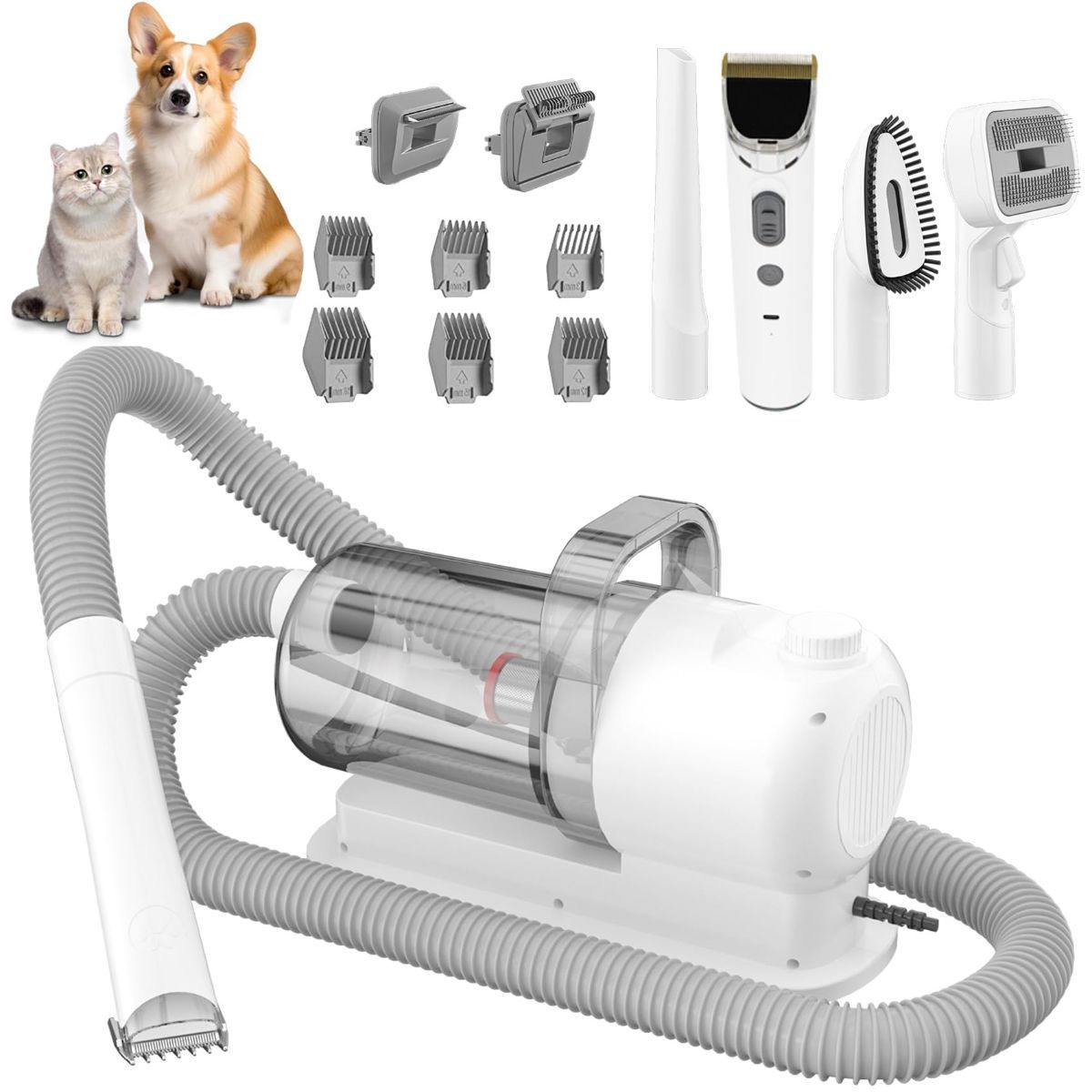 Dog Cat Grooming Vacuum Pet Scissors 6-In-1 Hair Removal Brush Pet Hair Adsorption - Image 1