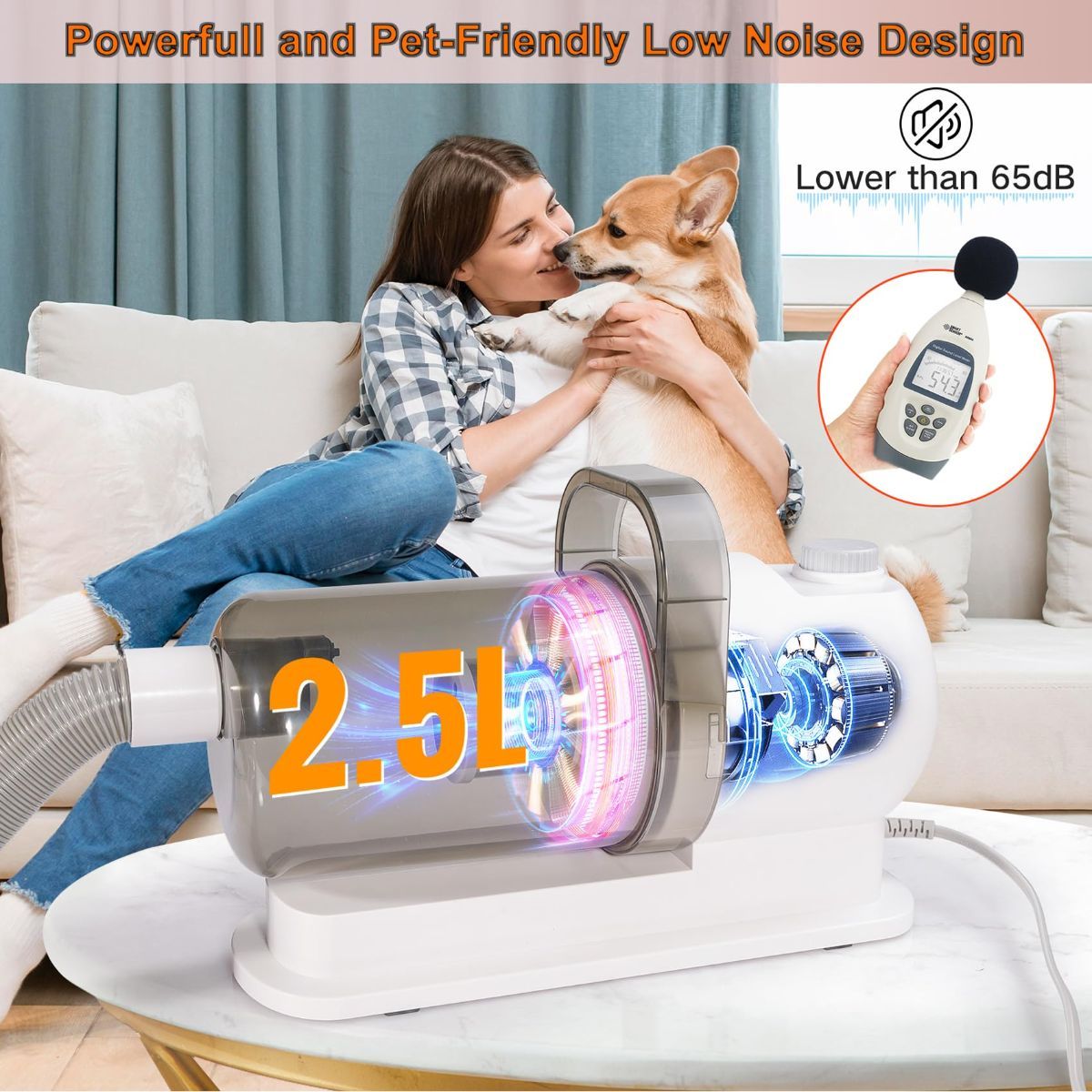 Dog Cat Grooming Vacuum Pet Scissors 6-In-1 Hair Removal Brush Pet Hair Adsorption - Image 4