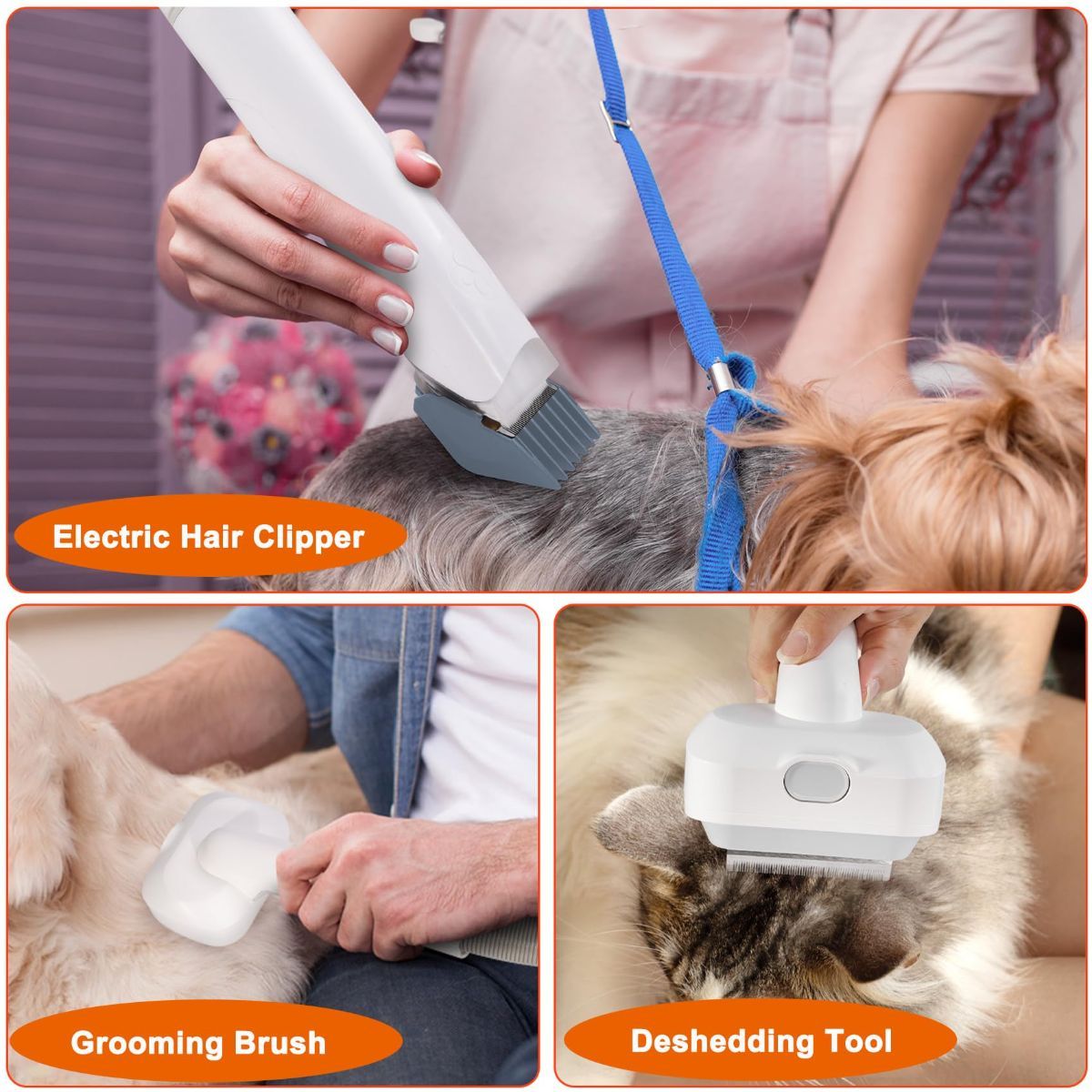 Dog Cat Grooming Vacuum Pet Scissors 6-In-1 Hair Removal Brush Pet Hair Adsorption - Image 6