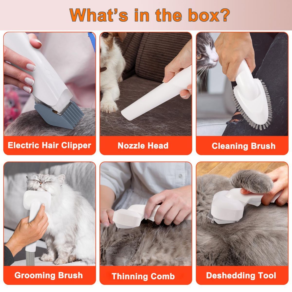 Dog Cat Grooming Vacuum Pet Scissors 6-In-1 Hair Removal Brush Pet Hair Adsorption - Image 7
