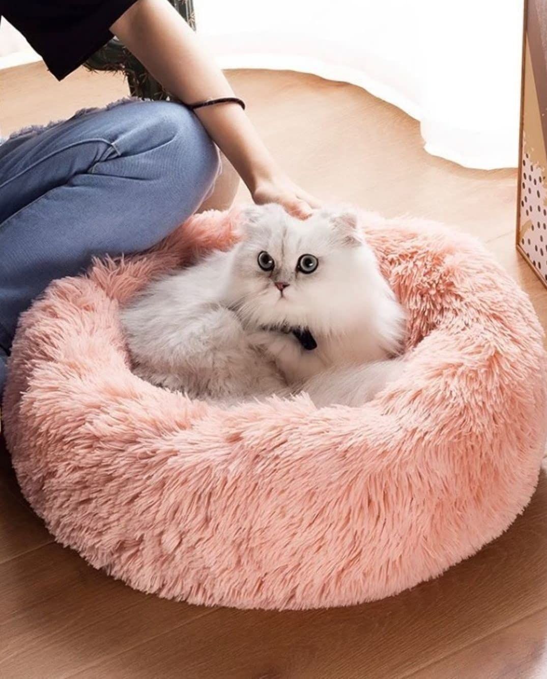 Cat Bed Fluffy Cat Bed Round Cat Bed Cat Furniture Cat Comfort Cat Sleeping Bed - Light Gray / 20in - Image 7