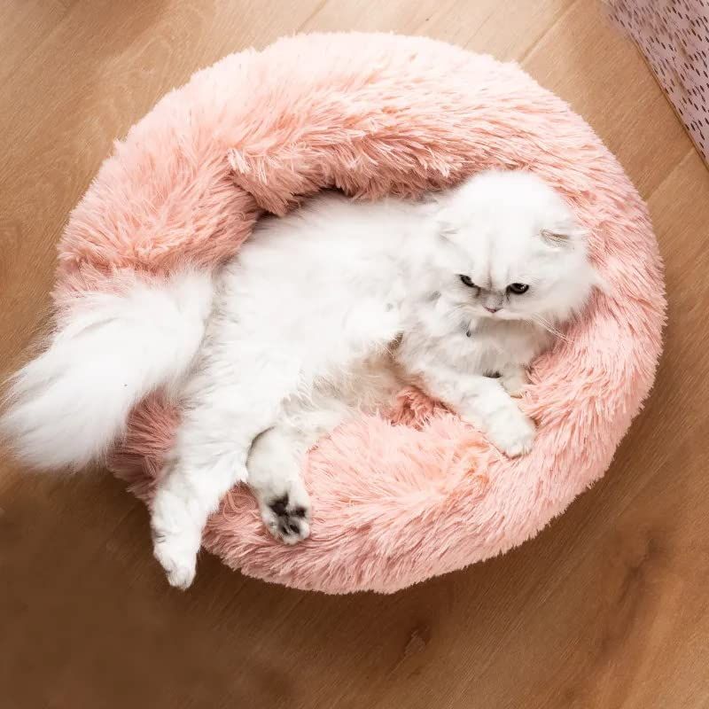 Cat Bed Fluffy Cat Bed Round Cat Bed Cat Furniture Cat Comfort Cat Sleeping Bed - Light Gray / 24in - Image 2