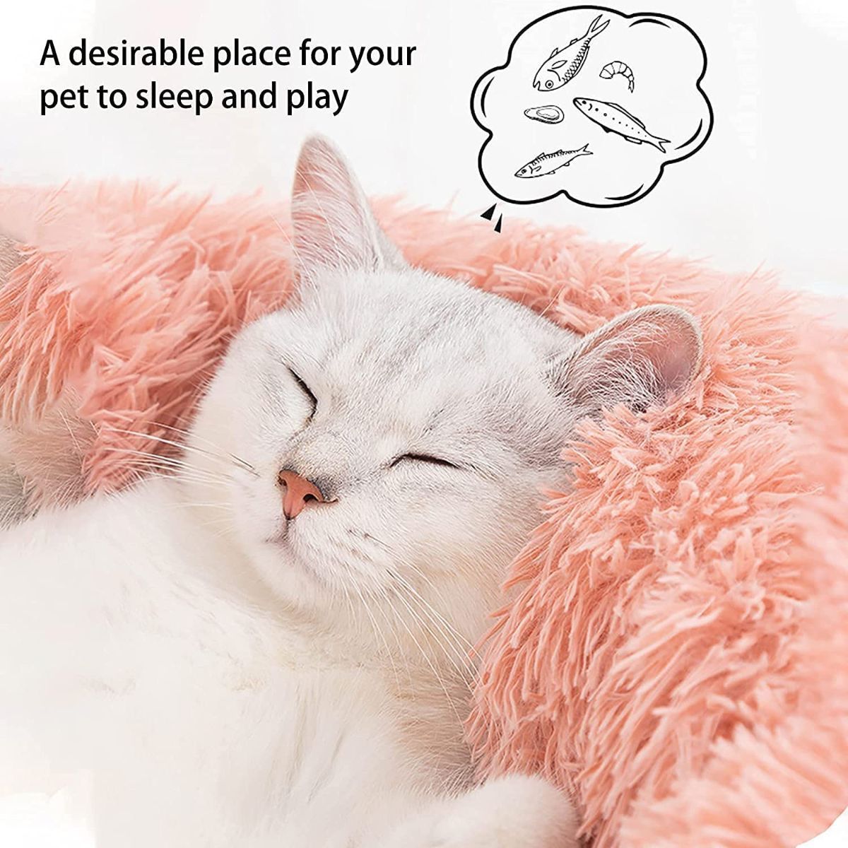 Cat Bed Fluffy Cat Bed Round Cat Bed Cat Furniture Cat Comfort Cat Sleeping Bed - Navy / 24in - Image 7