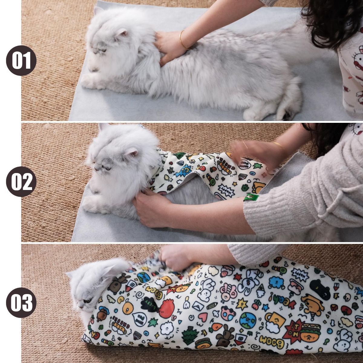 Cat Grooming Wrap Cat Nail Clipping Cat Grooming Supplies Cat Care Anti-Scratch - Multi-color - Size 21.7 - Image 7