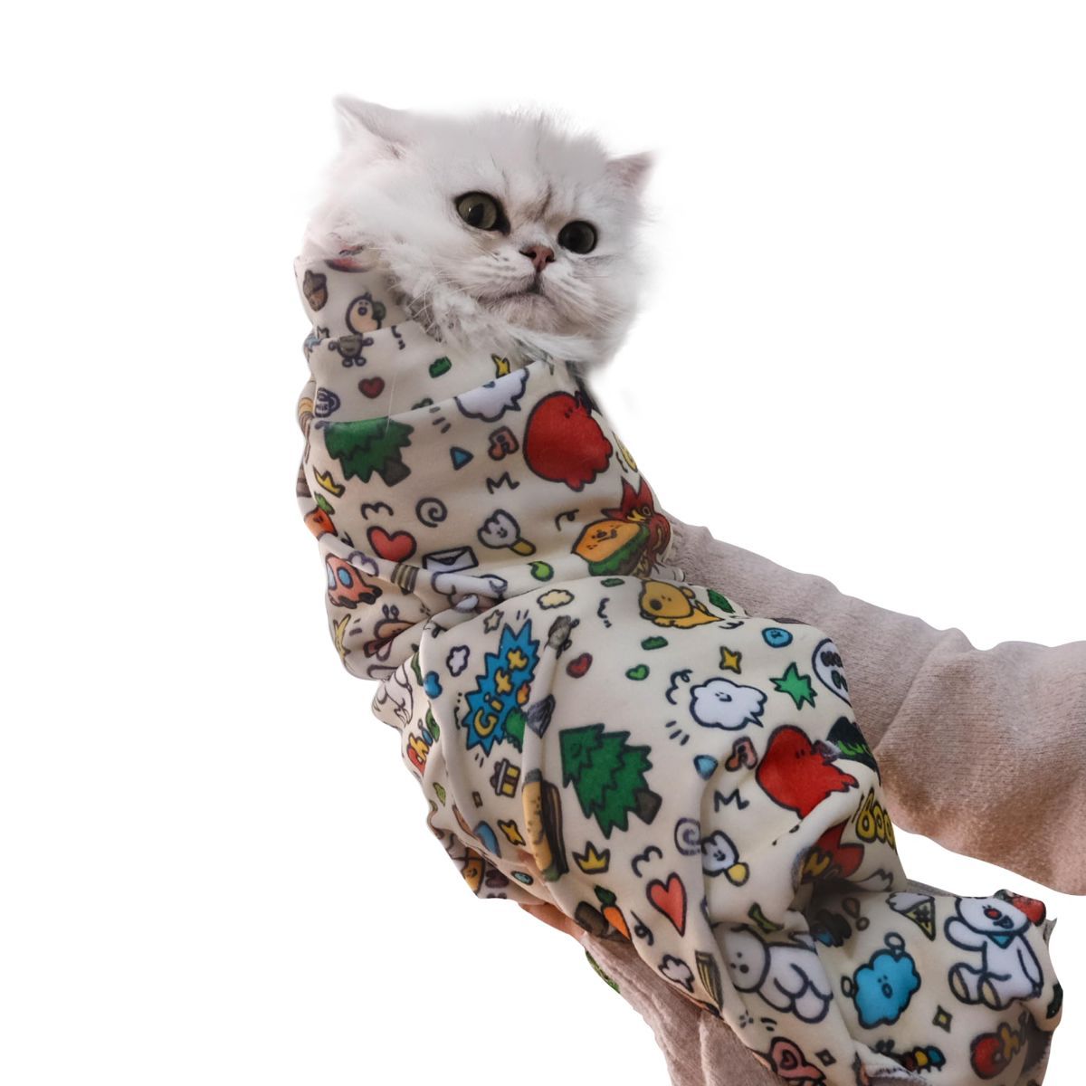 Cat Grooming Wrap Cat Nail Clipping Cat Grooming Supplies Cat Care Anti-Scratch - Multi-color - Size 27.6 - Image 1
