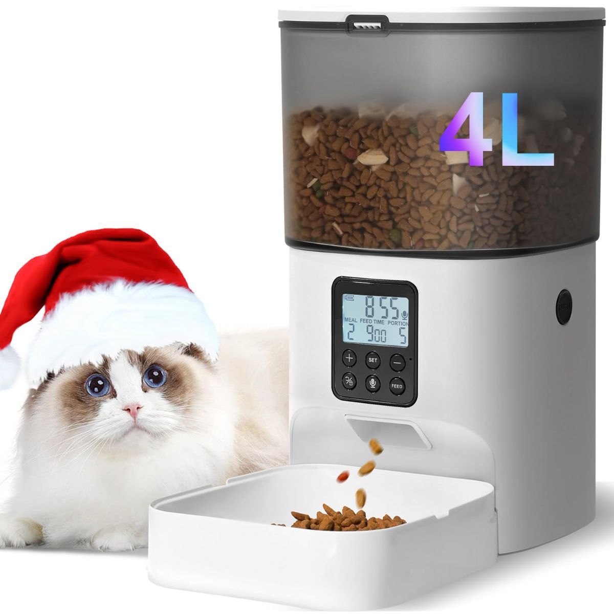Automatic Cat Feeder 4L Cat Feeder Programmable Cat Feeder Cat Food Dispenser - Image 1