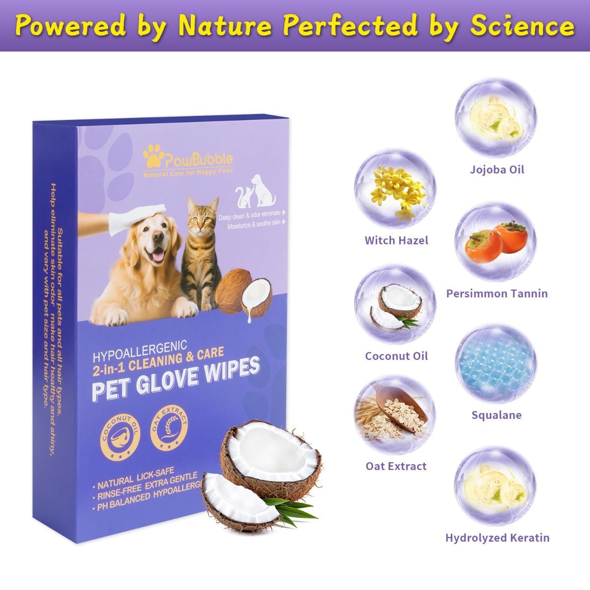 Pack of 3 Hypoallergenic Pet Wipes Natural Pet Cleaning Wipes Dog And Cat Grooming Gloves - Image 3