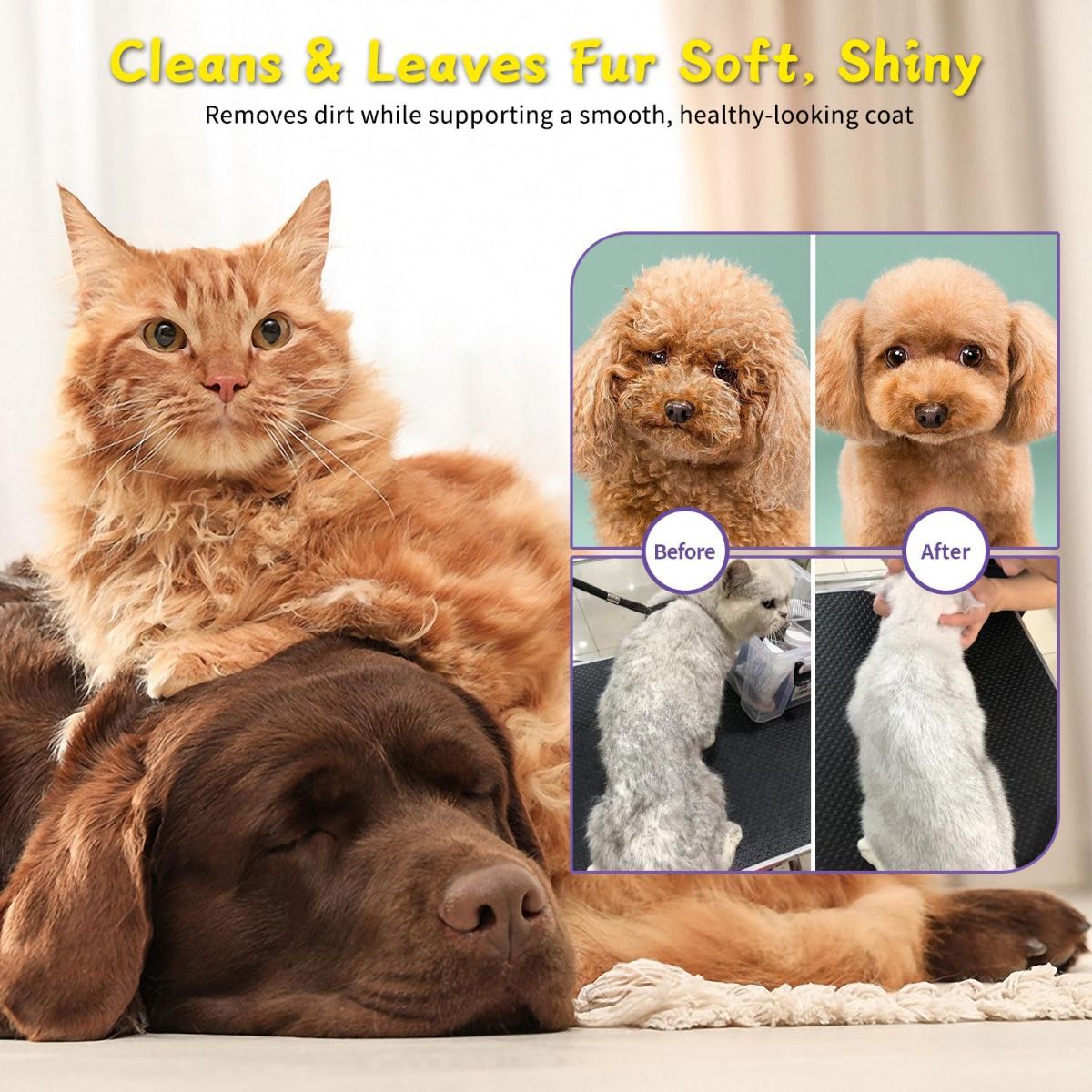 Pack of 3 Hypoallergenic Pet Wipes Natural Pet Cleaning Wipes Dog And Cat Grooming Gloves - Image 7