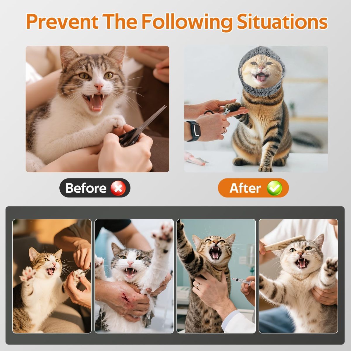 Adjustable Cat Muzzle Cat Grooming Prevent Biting Breathable TPU Cat Nail - Image 2