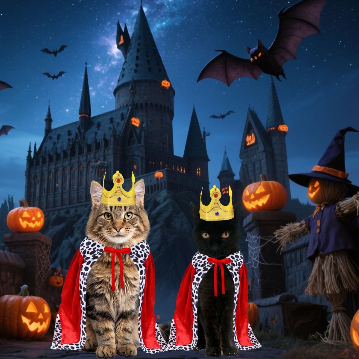 Cat Halloween Costume Cat King Costume Red Cape For Cat Gold Crown For Cat Dog Pet - Image 5