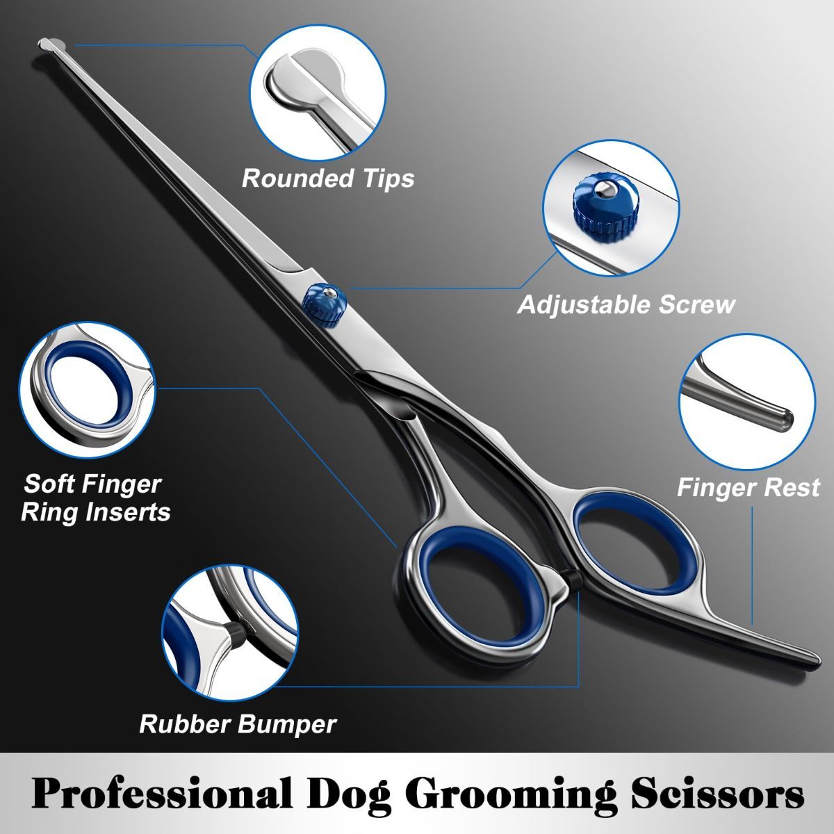 Dog Grooming Scissors Cat Grooming Scissors 4-In-1 Grooming Set Pet Grooming - Red - Image 4