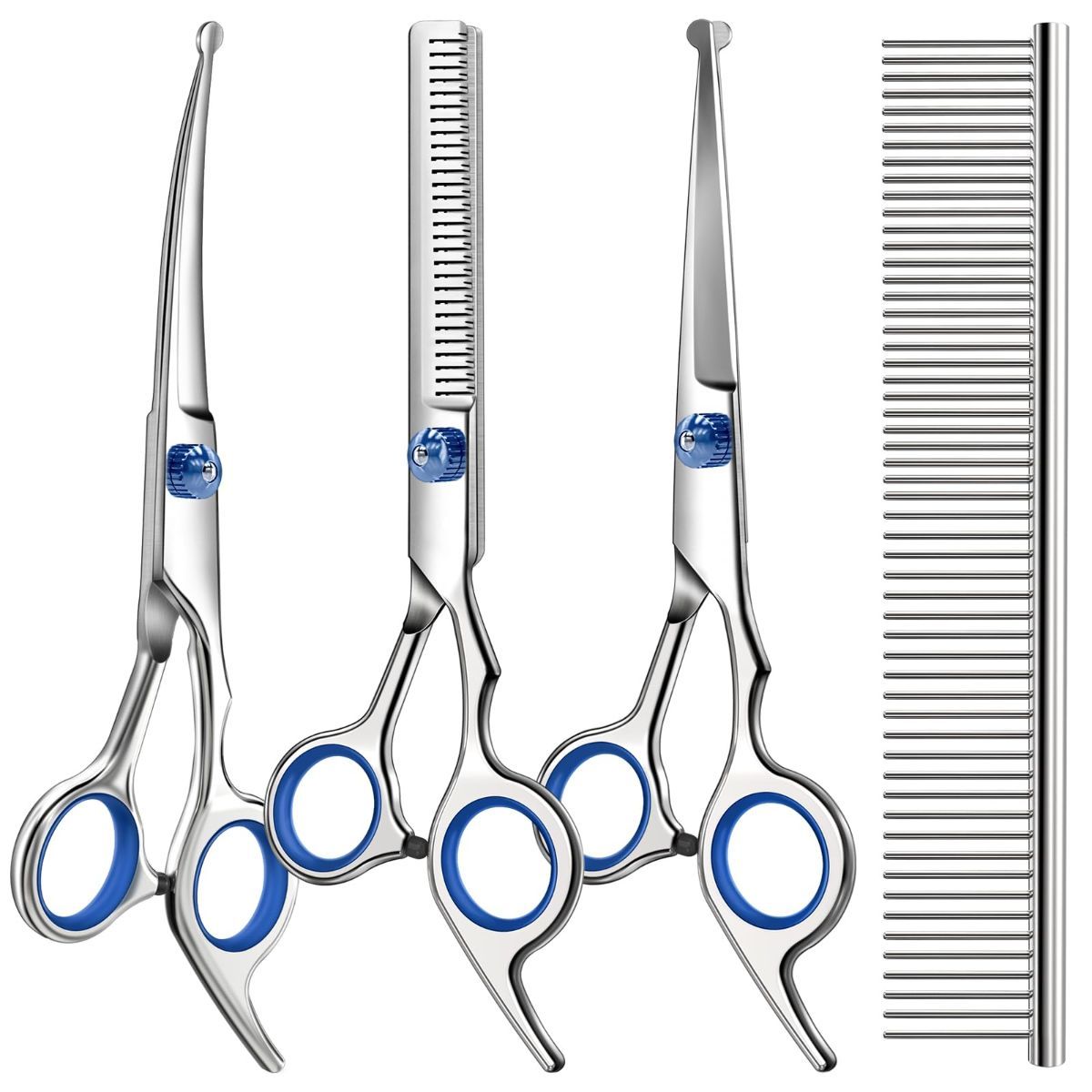 Dog Grooming Scissors Cat Grooming Scissors 4-In-1 Grooming Set Pet Grooming - Red - Image 6