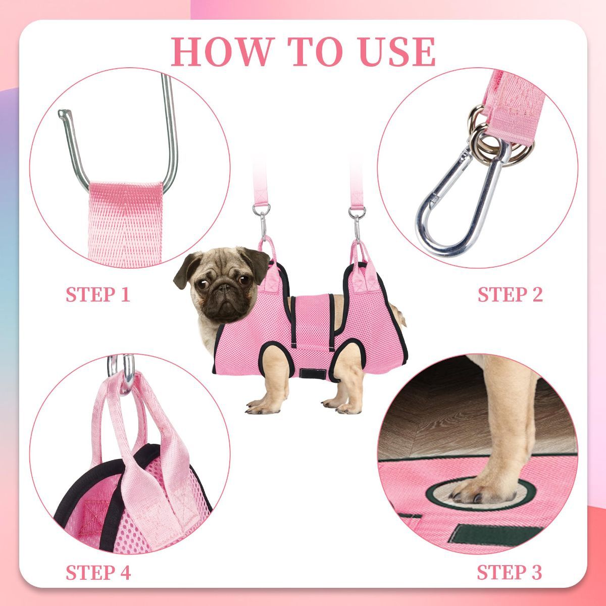 Pet Grooming Hammock Dog Harness Nail Clippers For Dogs And Cat Nail File For Pets Pet (S) - Image 4