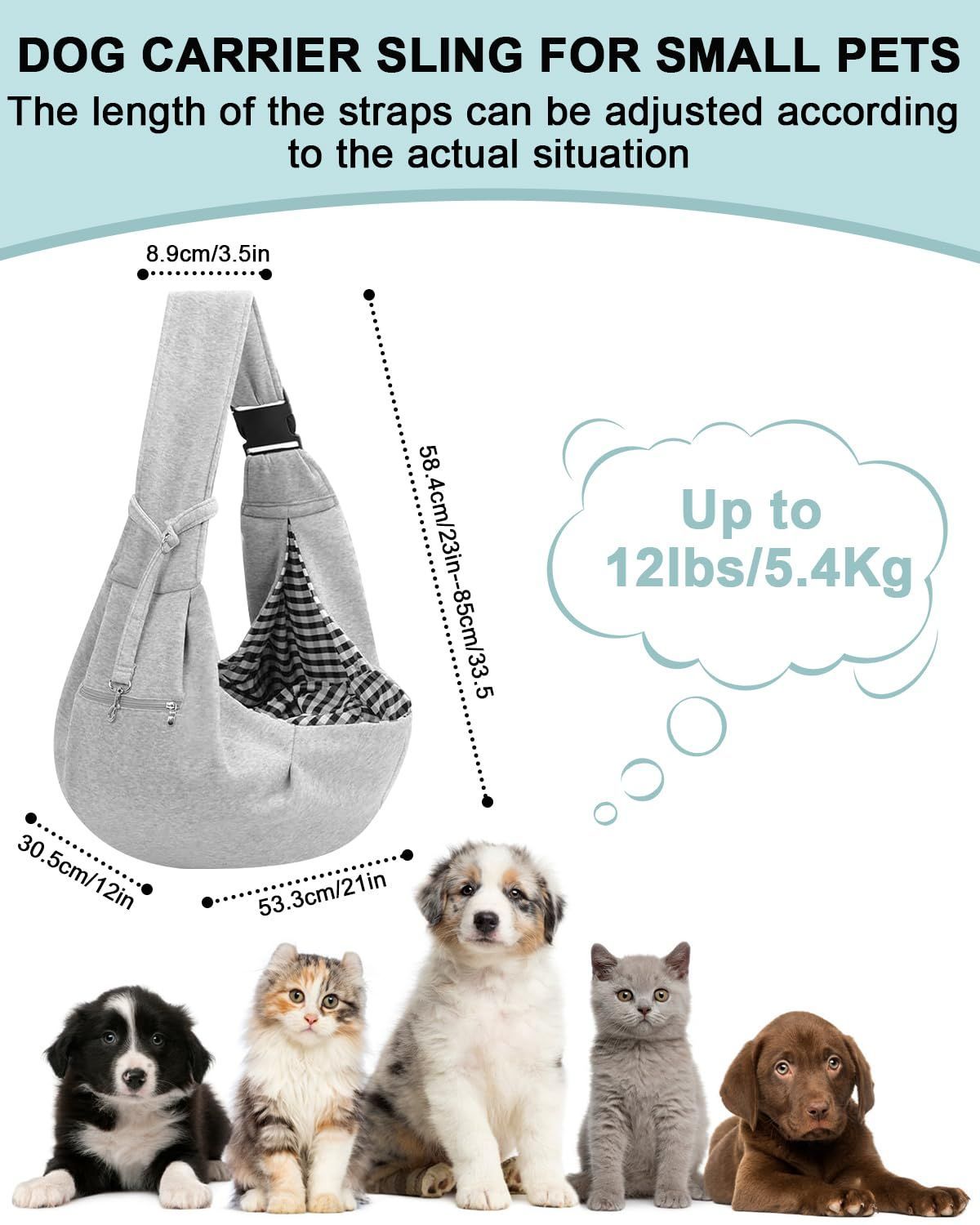 Grey Dog Carrier Bag Small Dog Carrier Sling Pet Travel Bag Australia - Image 2