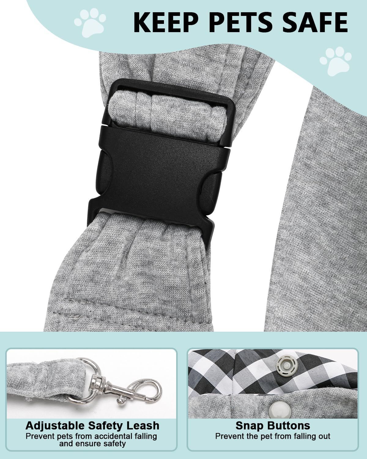 Grey Dog Carrier Bag Small Dog Carrier Sling Pet Travel Bag Australia - Image 4